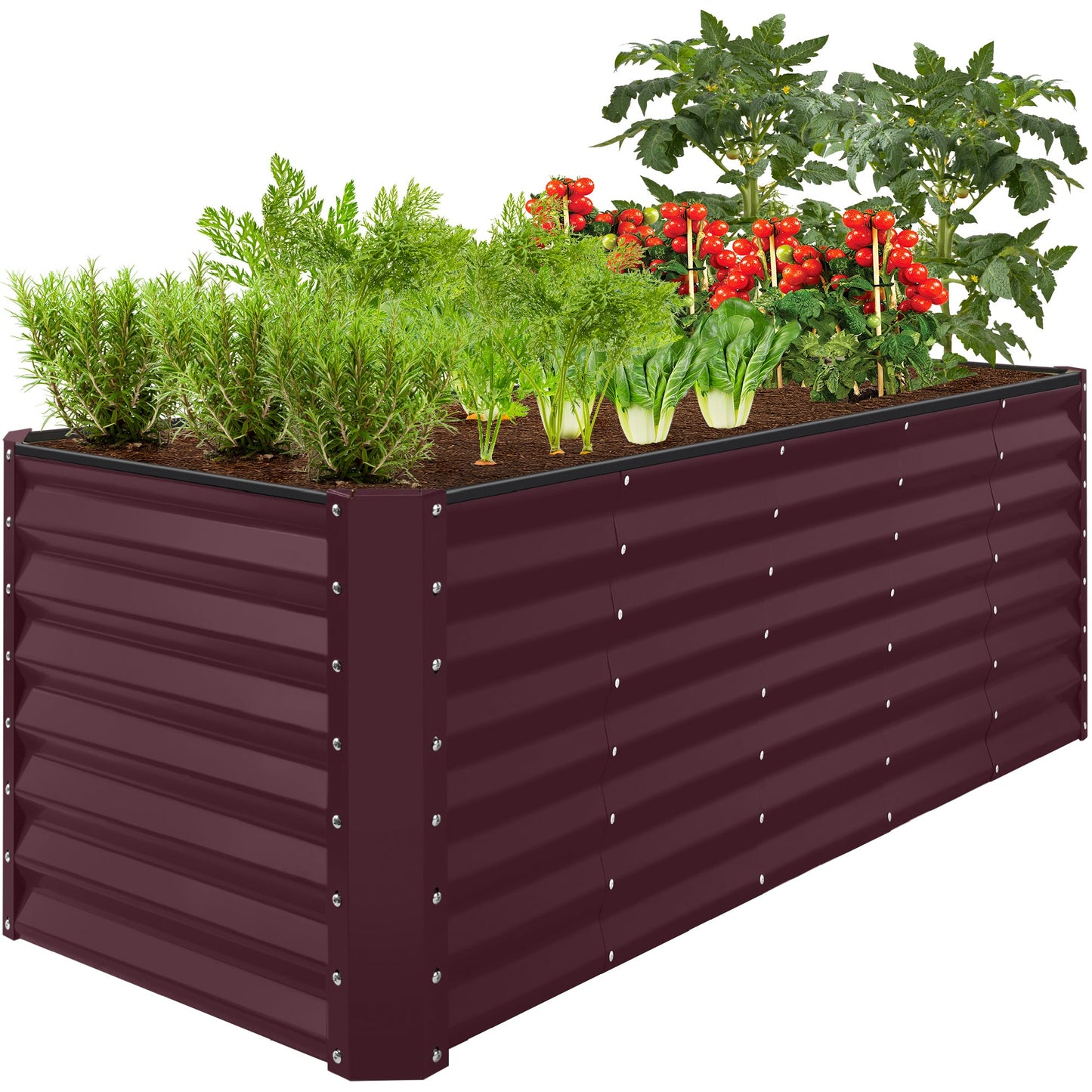 Outdoor Metal Raised Garden Bed for Vegetables, Flowers, Herbs - 8x2x2ft