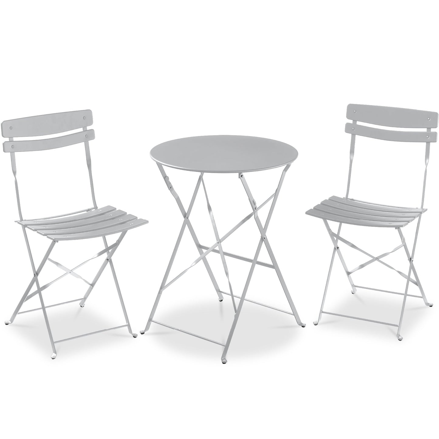 3-Piece Small Folding Patio Bistro Set w/ 2 Chairs
