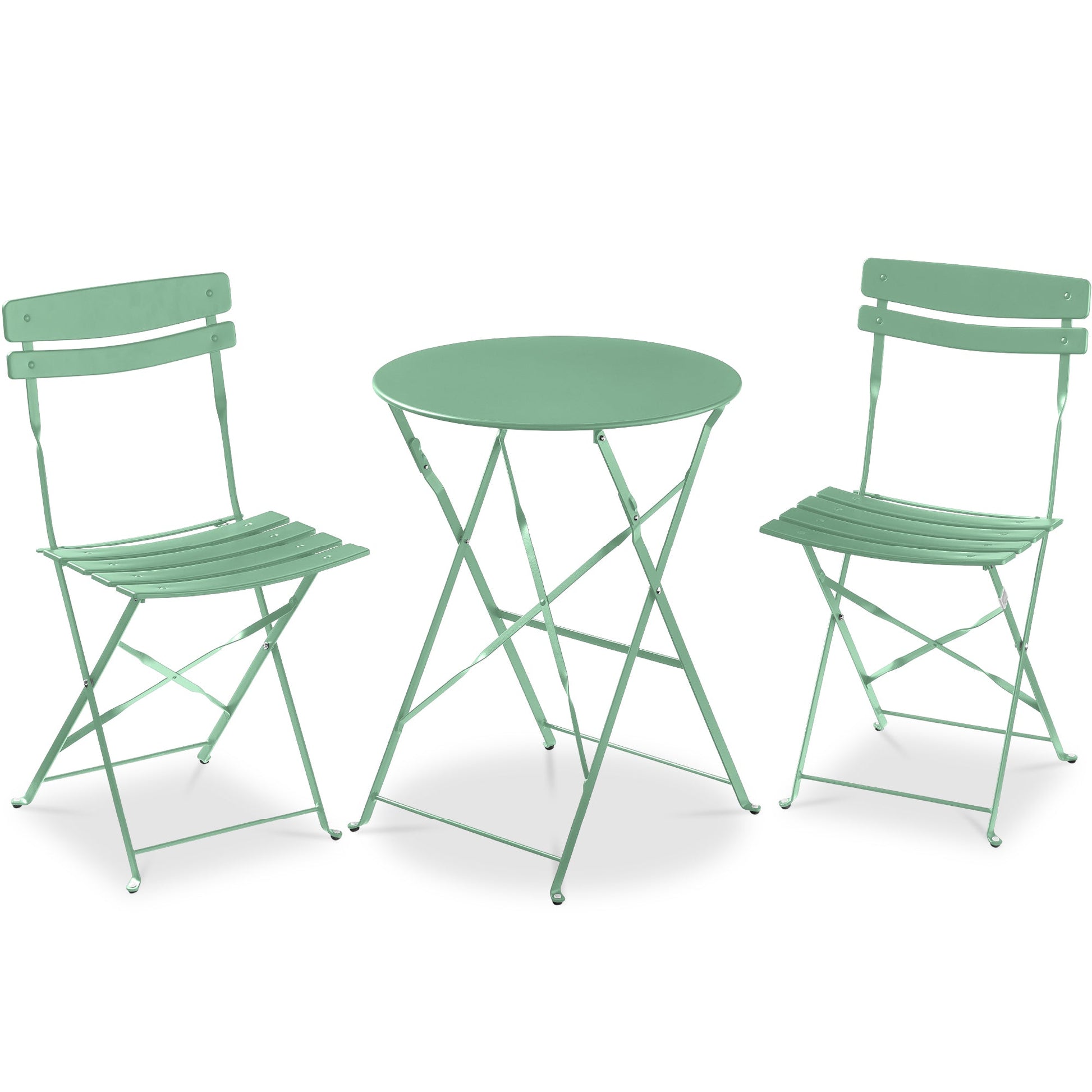 3-Piece Small Folding Patio Bistro Set w/ 2 Chairs