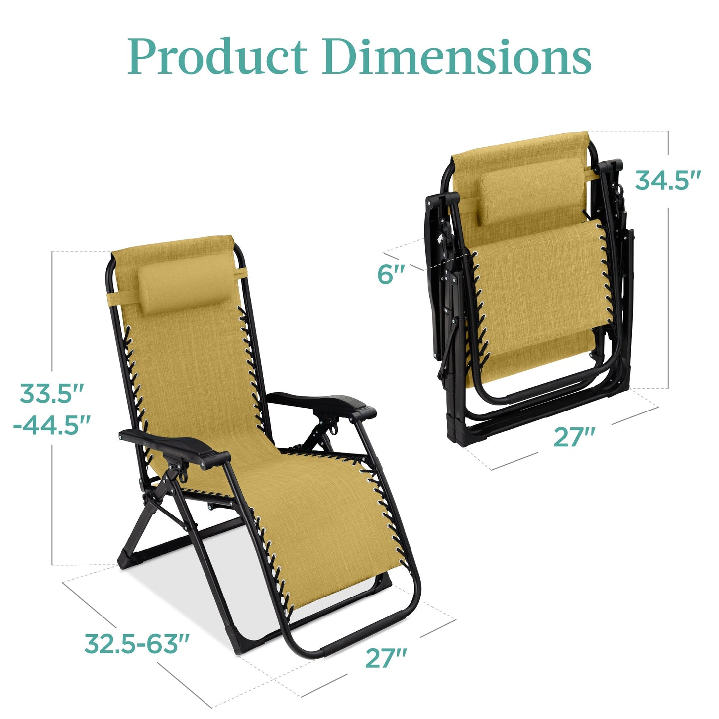 Oversized Zero Gravity Chair, Folding Outdoor Recliner w/ Removable Cushion