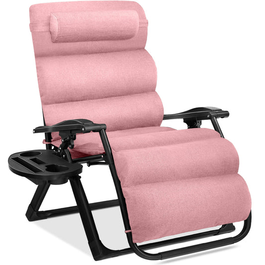 Oversized Zero Gravity Chair, Folding Outdoor Recliner w/ Removable Cushion