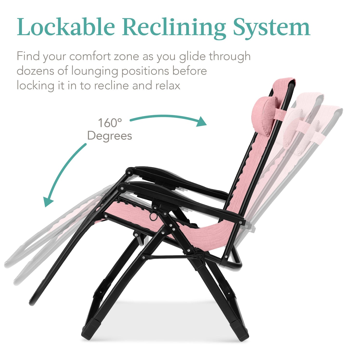 Oversized Zero Gravity Chair, Folding Outdoor Recliner w/ Removable Cushion