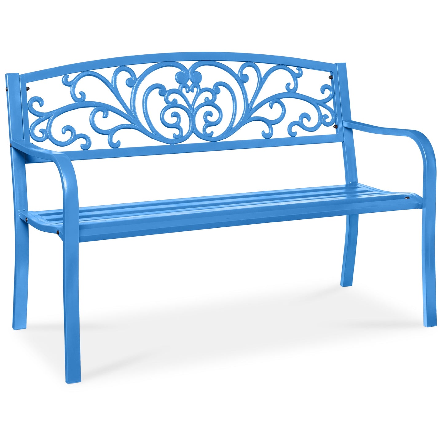 Steel Bench for Outdoor, Patio, Garden w/ Floral Design - 50in