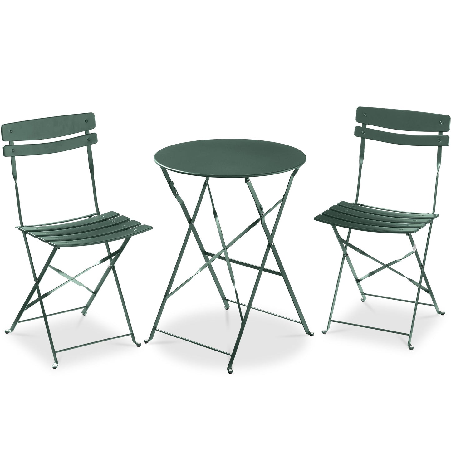 3-Piece Small Folding Patio Bistro Set w/ 2 Chairs