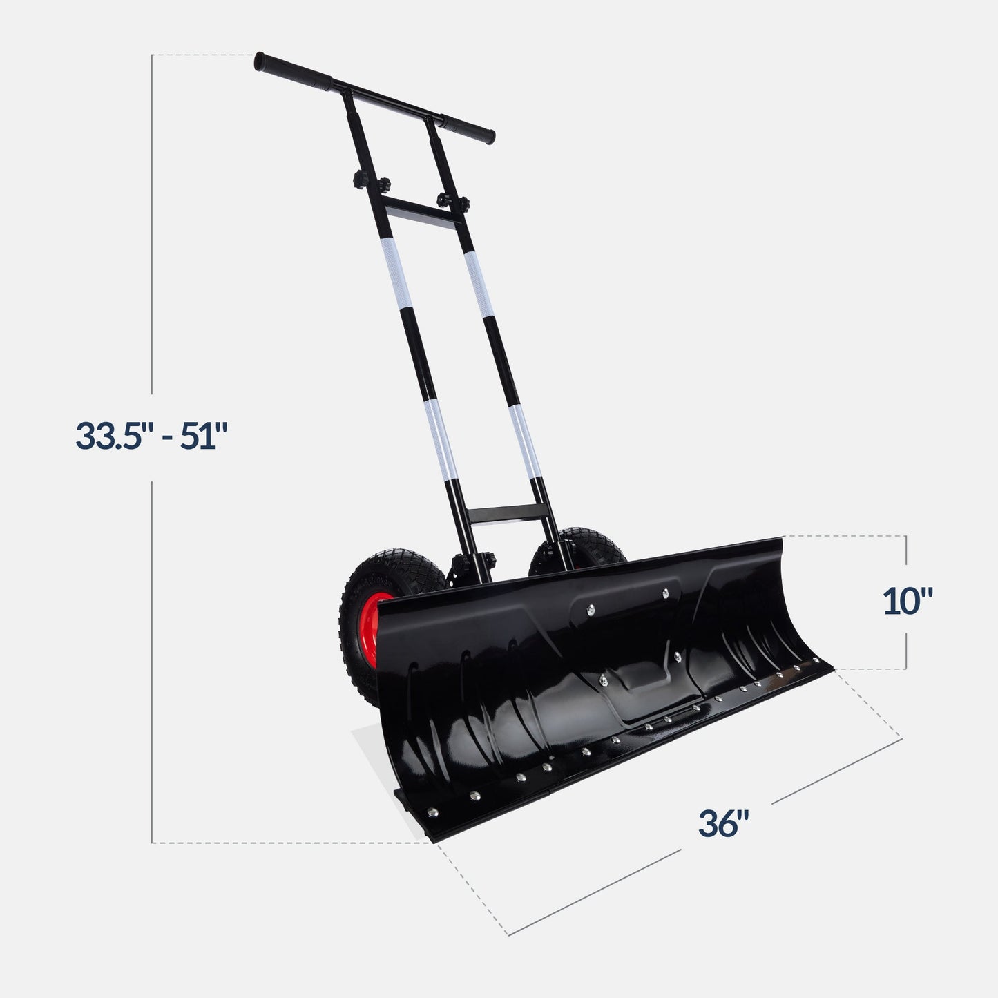 Galvanized Blade 2-Wheel Snow Pusher w/ Adjustable Handle - 36in