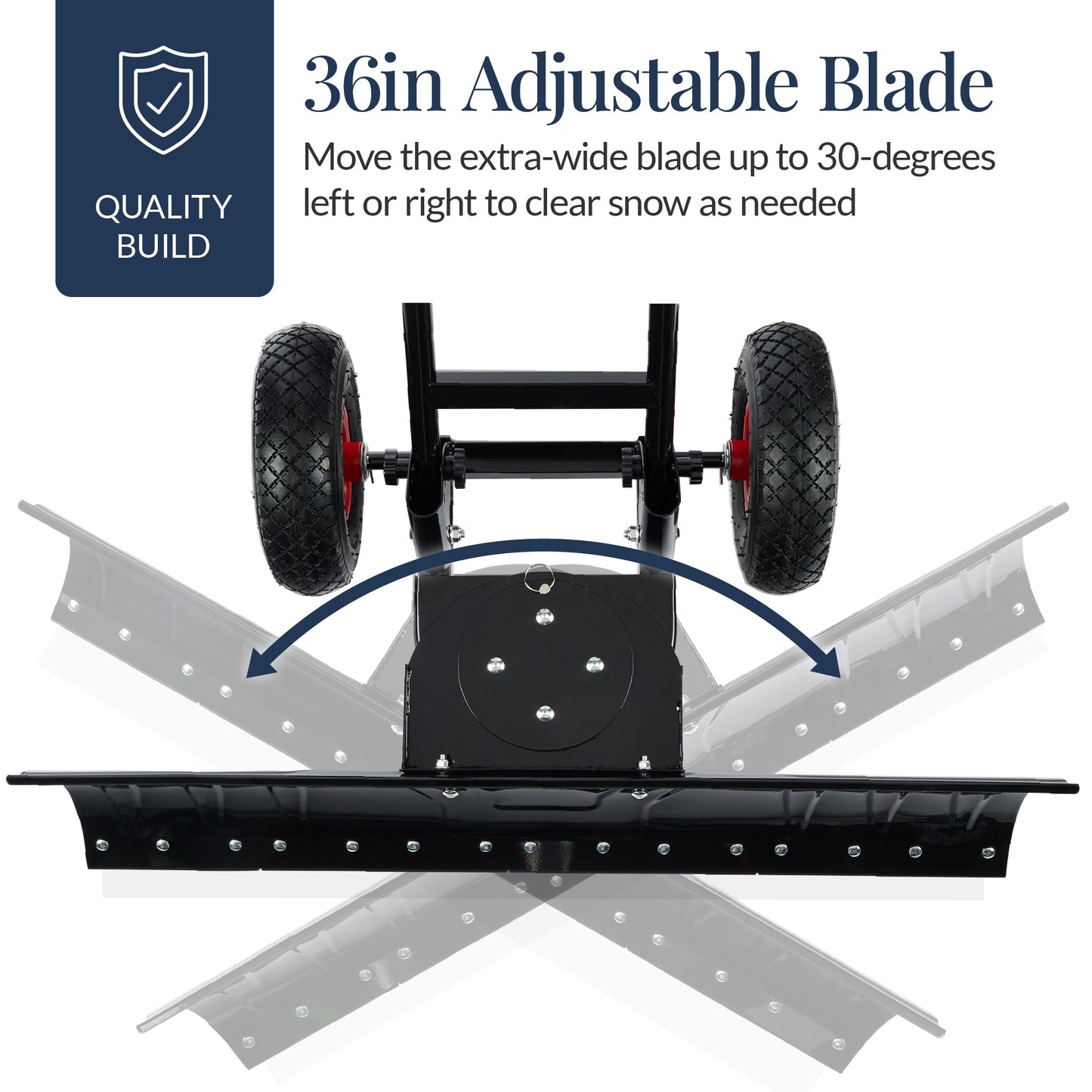 Galvanized Blade 2-Wheel Snow Pusher w/ Adjustable Handle - 36in