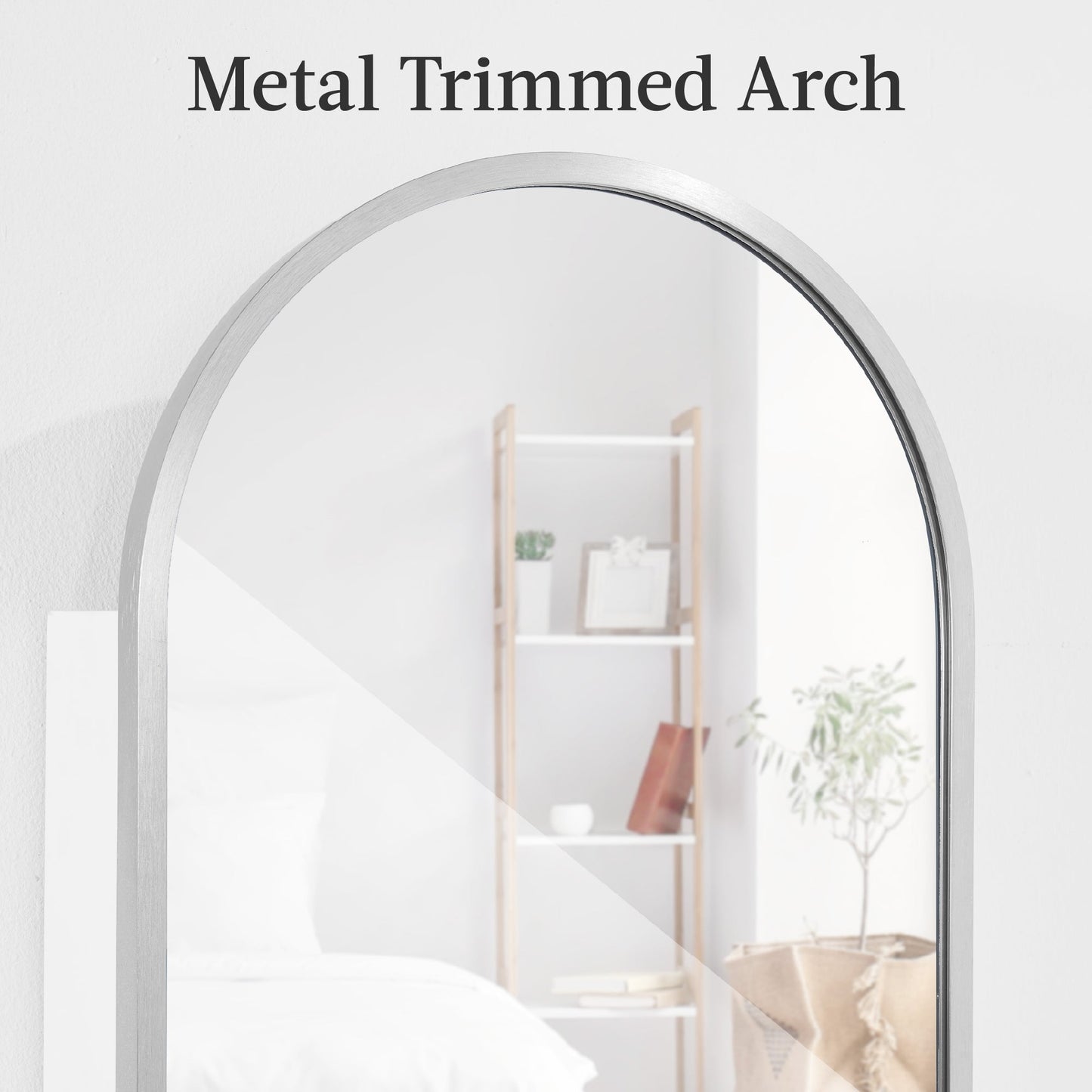 Door/Wall Mounted Arch Mirror Jewelry Armoire, w/ Metal Frame, Built-In Lock