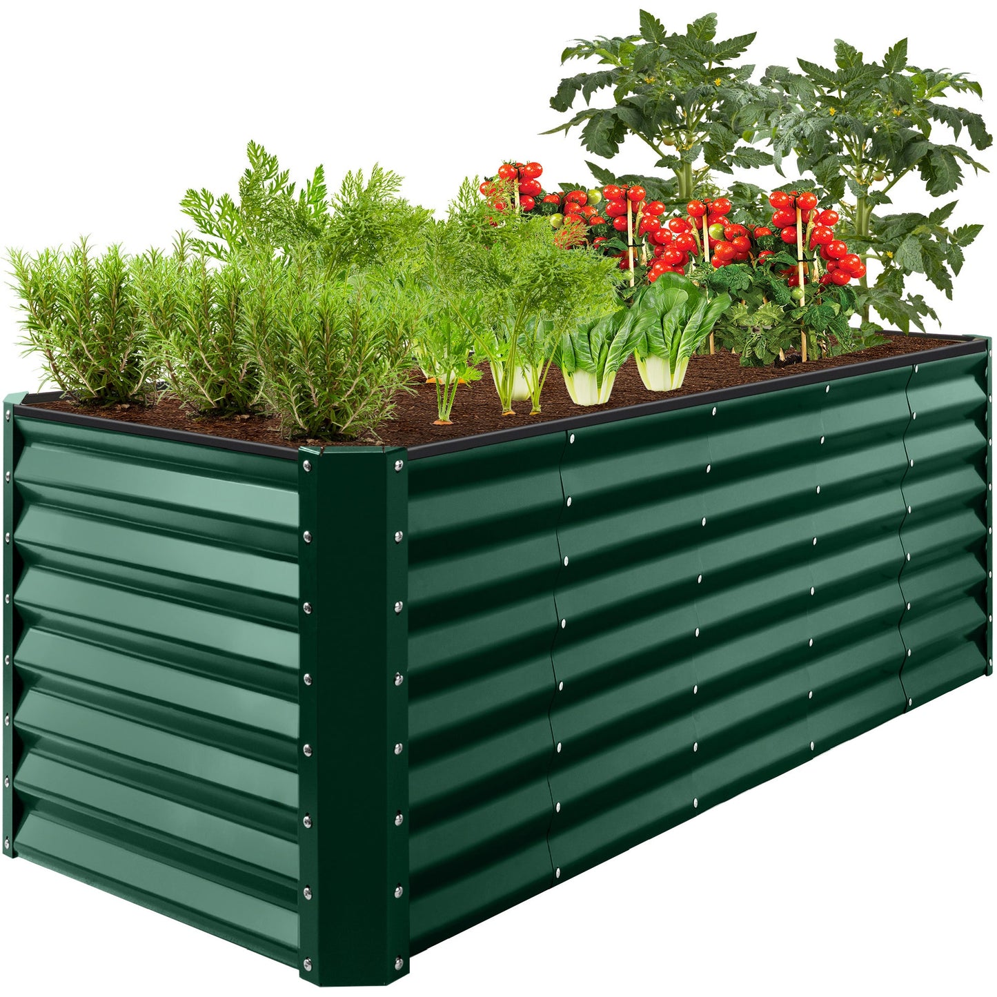 Outdoor Metal Raised Garden Bed for Vegetables, Flowers, Herbs - 8x2x2ft