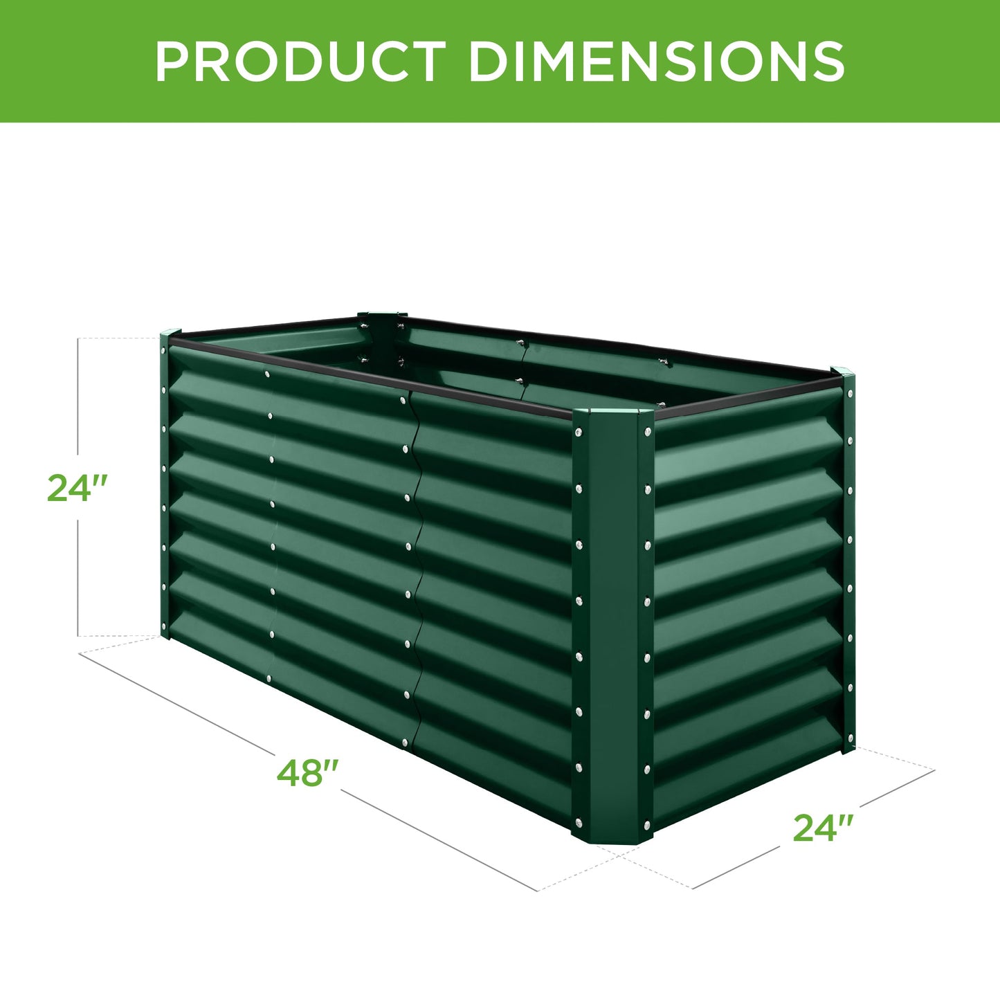 Outdoor Raised Metal Garden Bed for Vegetables, Flowers, Herbs - 4x2x2ft