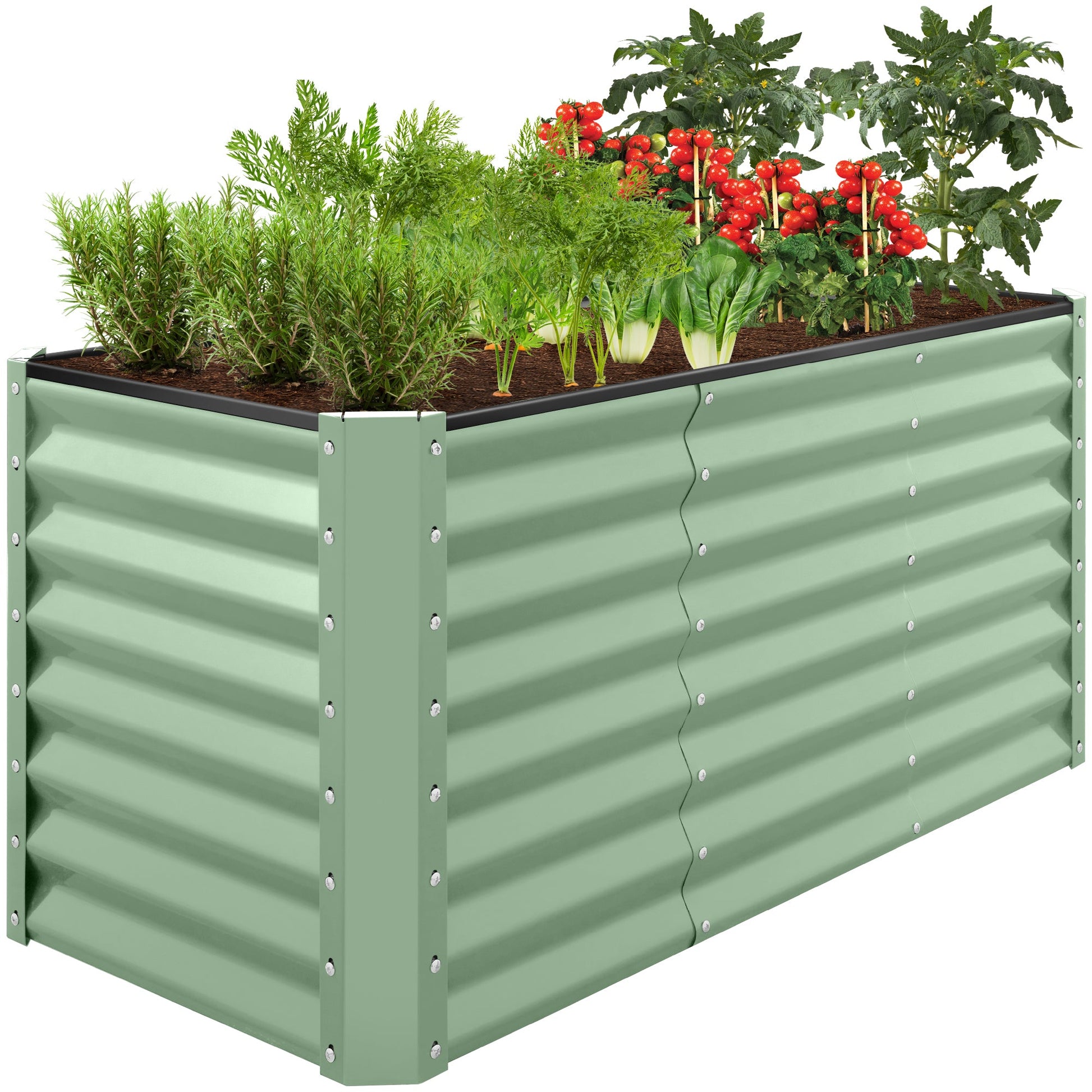 Outdoor Raised Metal Garden Bed for Vegetables, Flowers, Herbs - 4x2x2ft