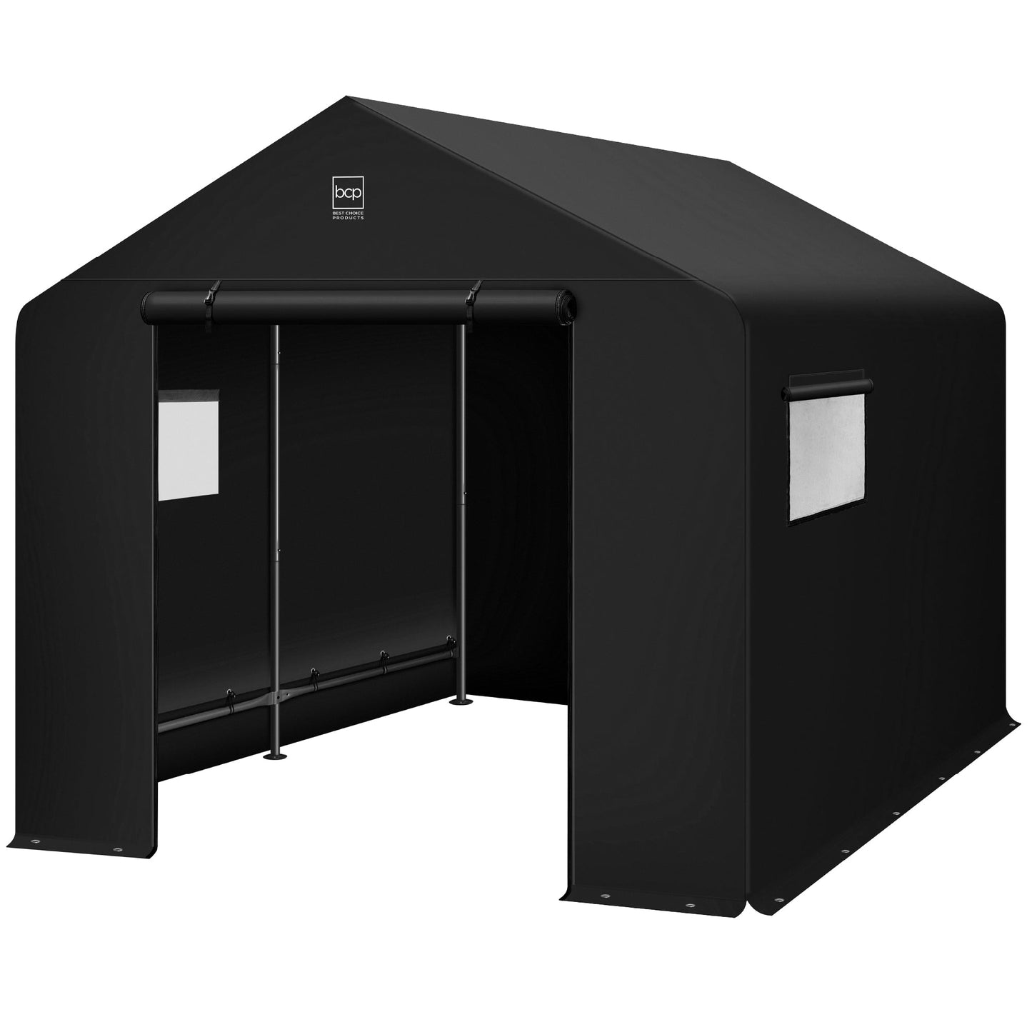 Outdoor Fabric Storage Shed w/ Metal Frame, Dual Zipper Doors - 10x8ft