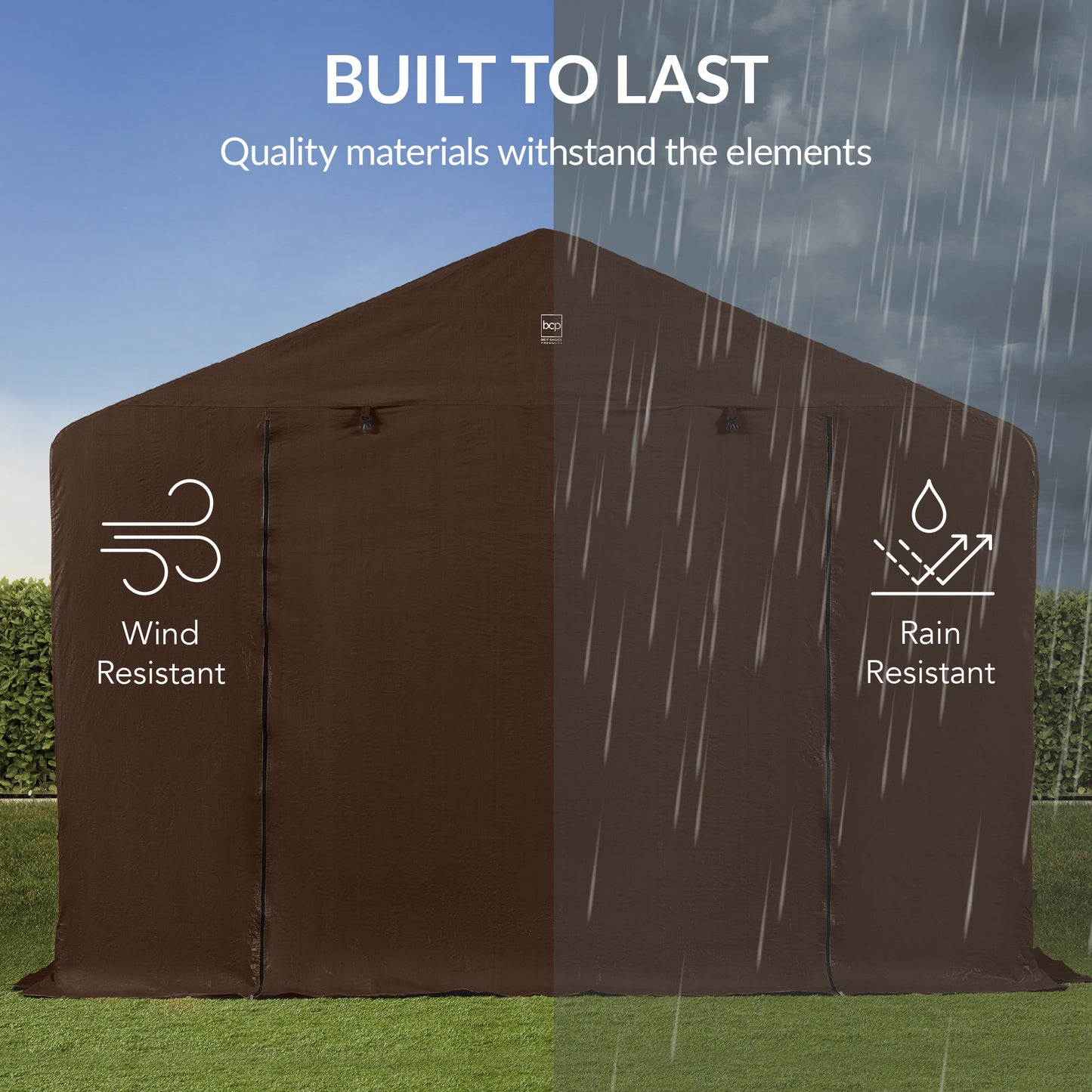 Outdoor Fabric Storage Shed w/ Metal Frame, Dual Zipper Doors - 10x8ft