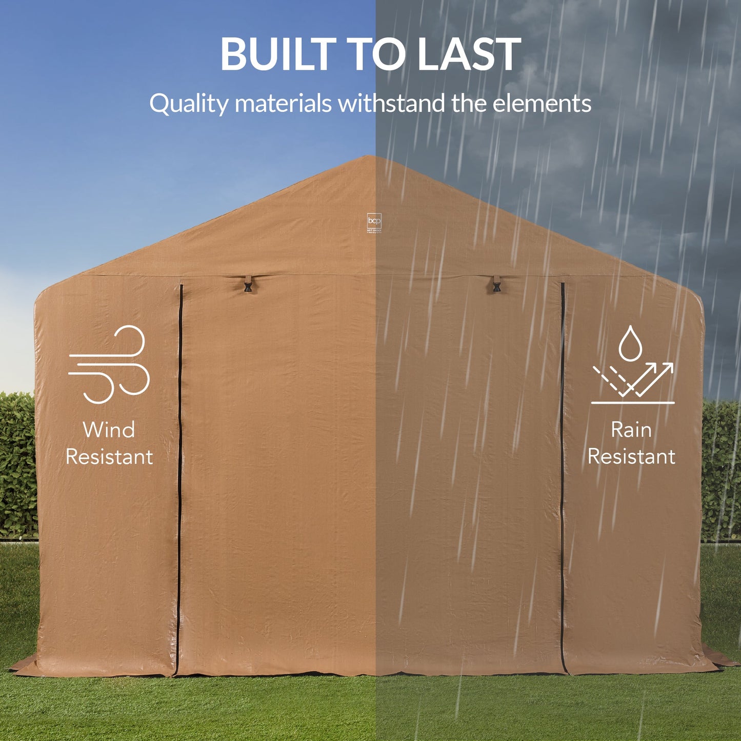 Outdoor Fabric Storage Shed w/ Metal Frame, Dual Zipper Doors - 10x8ft