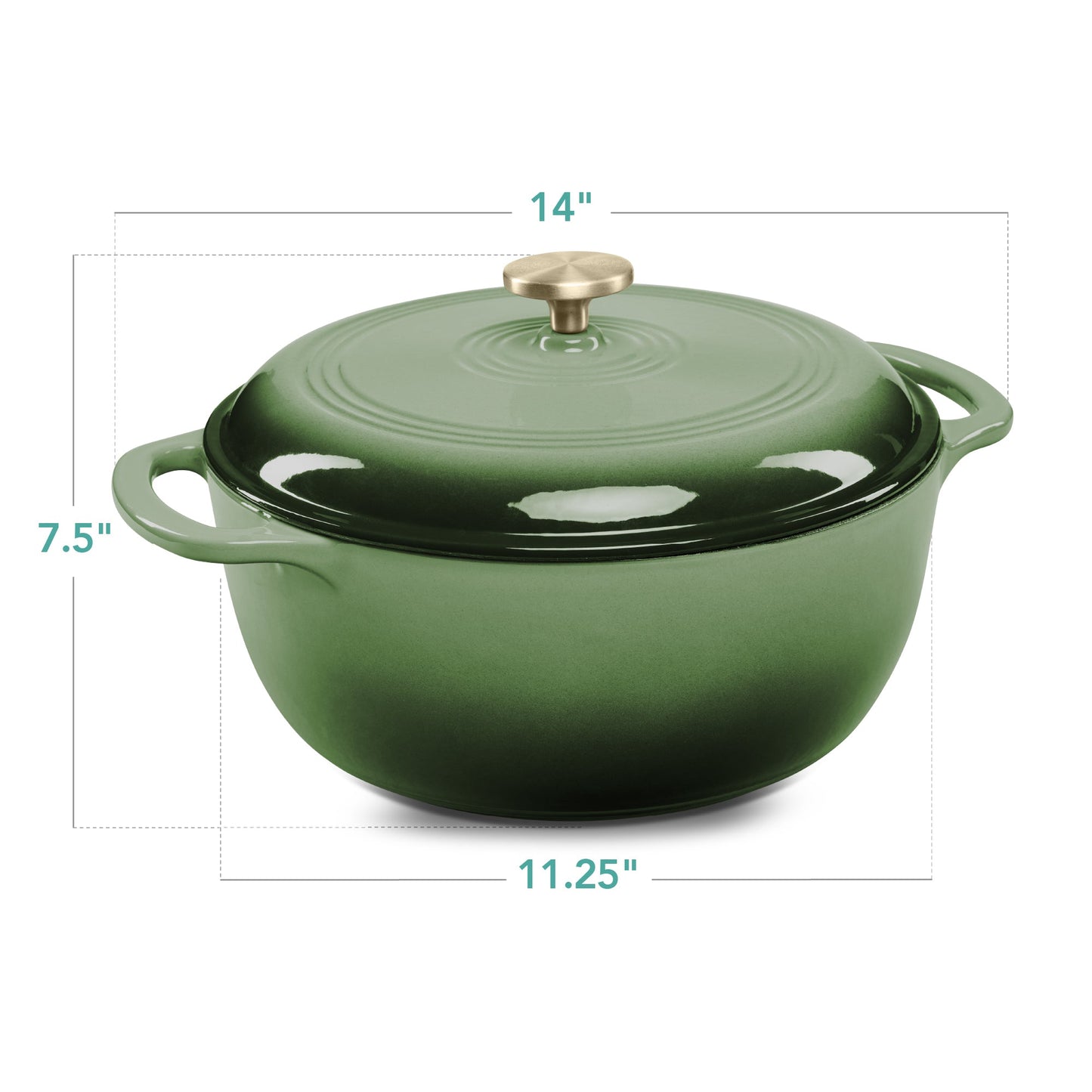 Cast-Iron Dutch Oven Kitchen Cookware w/ Enamel, Handles - 6qt