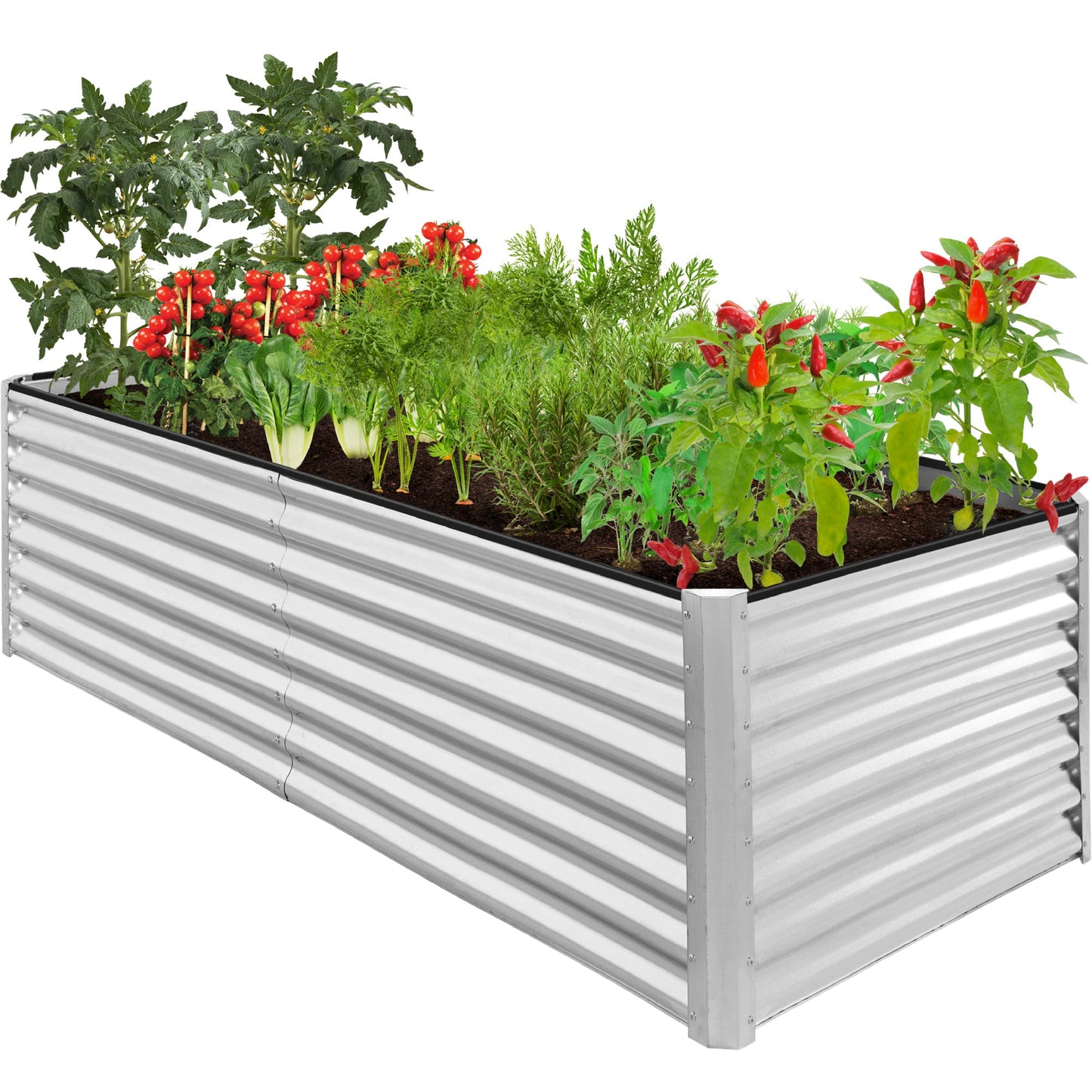 Outdoor Metal Raised Garden Bed for Vegetables, Flowers, Herbs - 8x4x2ft