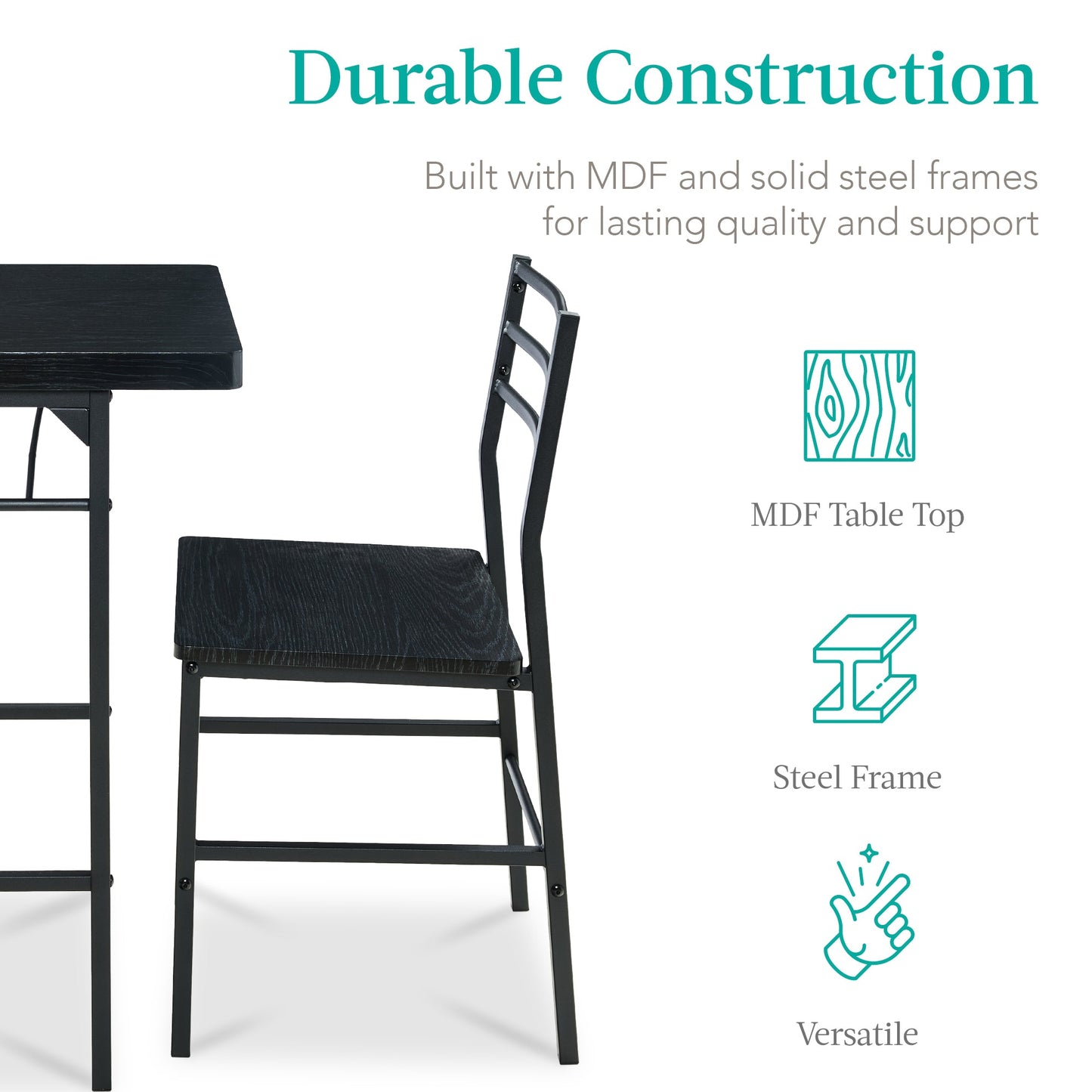3-Piece Modern Square Dining Set w/ Storage Rack
