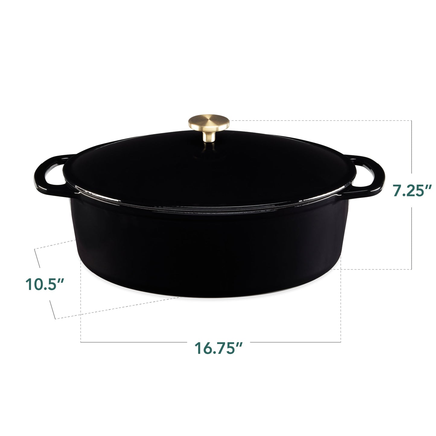Oval Cast-Iron Dutch Oven Kitchen Cookware w/ Enamel - 7.5qt