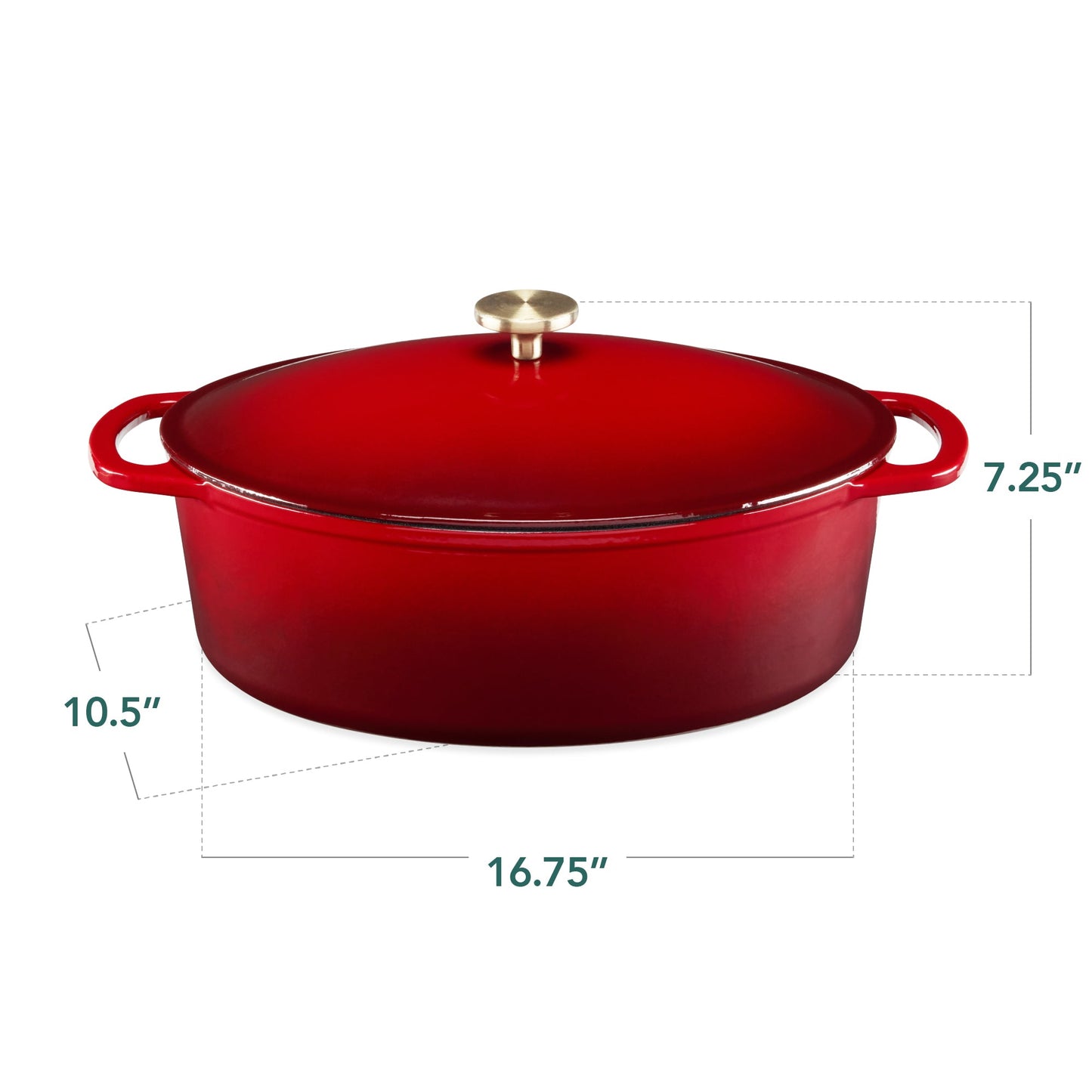 Oval Cast-Iron Dutch Oven Kitchen Cookware w/ Enamel - 7.5qt