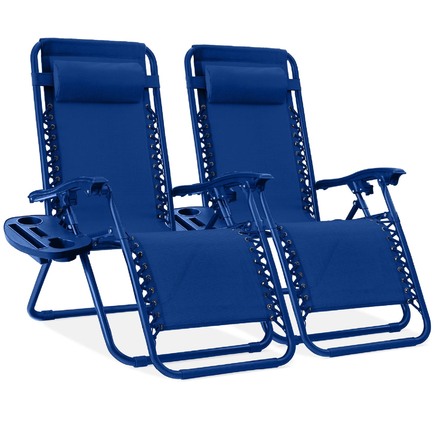 Set of 2 Adjustable Zero Gravity Patio Chair Recliners w/ Cup Holders