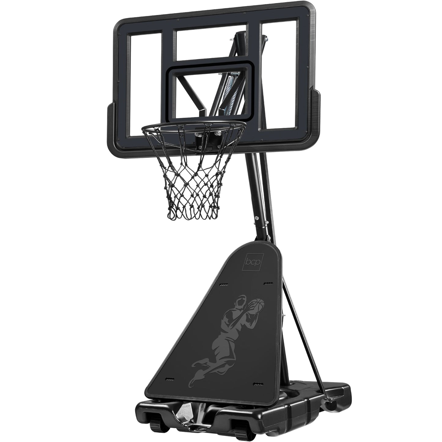 Adjustable 4.4-10ft Basketball Hoop, w/ Shatterproof Backboard,  Ball Return
