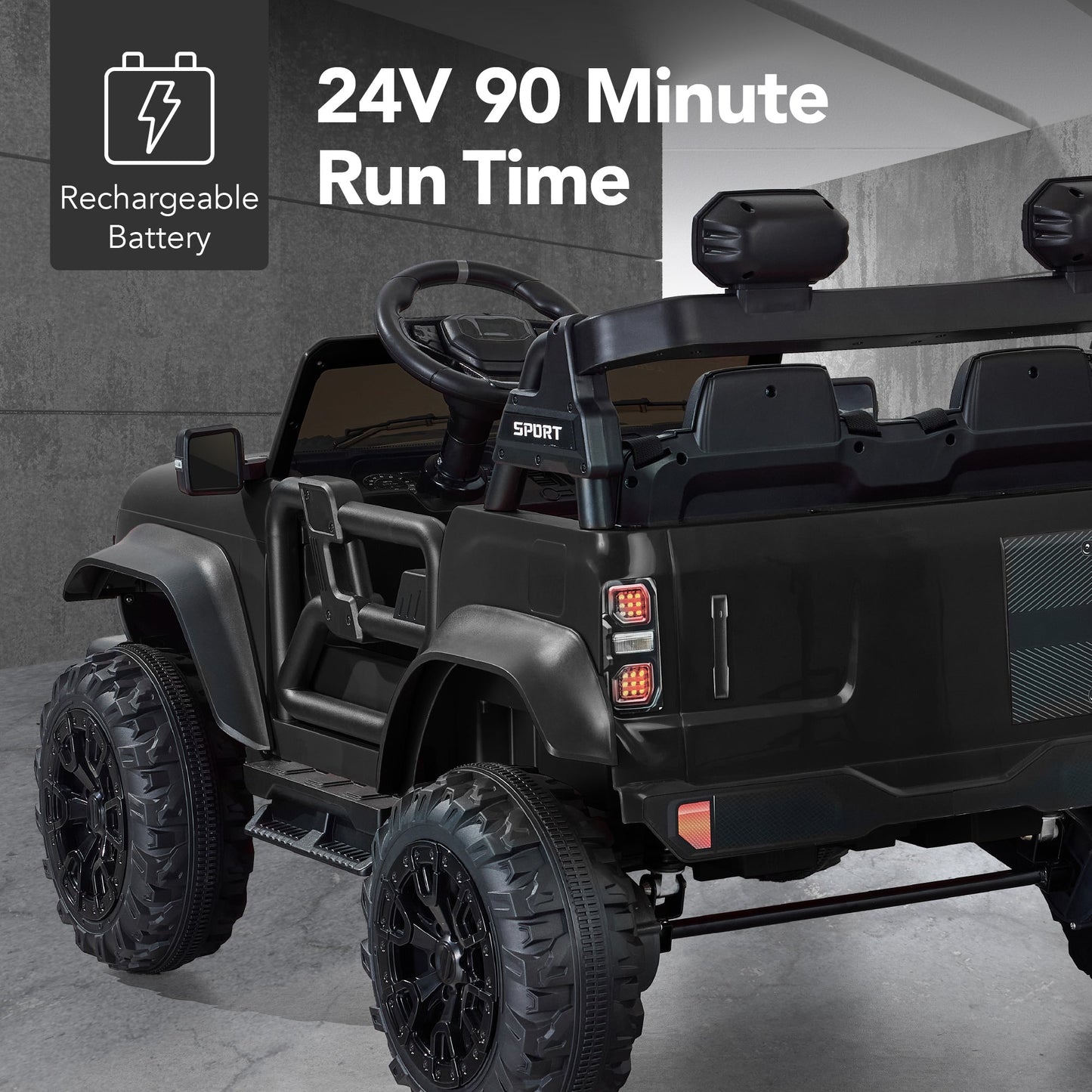 24V 2-Seater Electric Ride-On Car Truck w/ Parent Control, Bluetooth