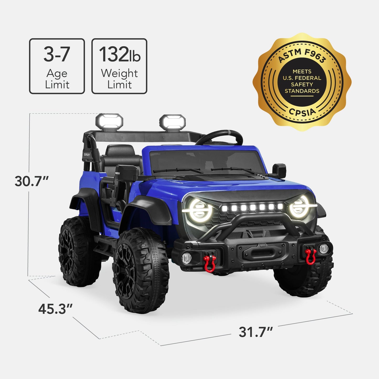 24V 2-Seater Electric Ride-On Car Truck w/ Parent Control, Bluetooth