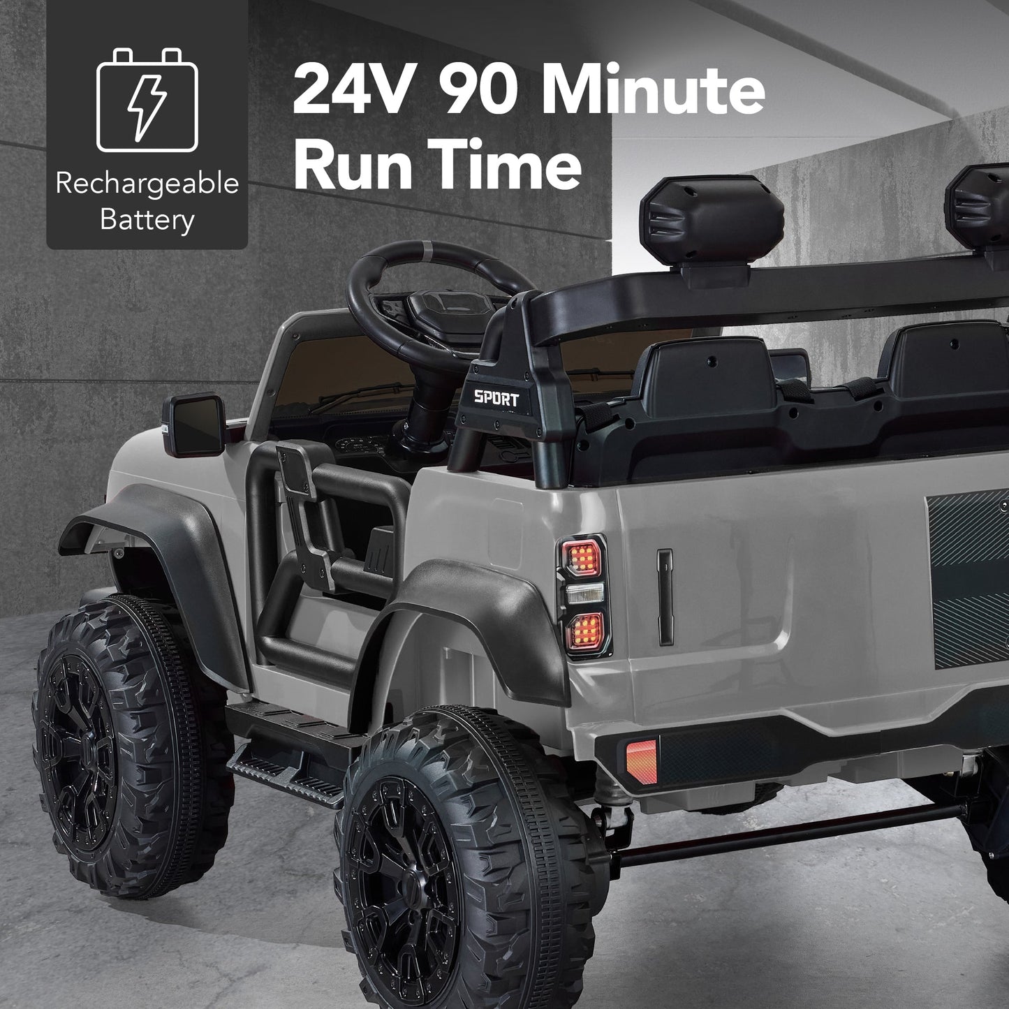 24V 2-Seater Electric Ride-On Car Truck w/ Parent Control, Bluetooth