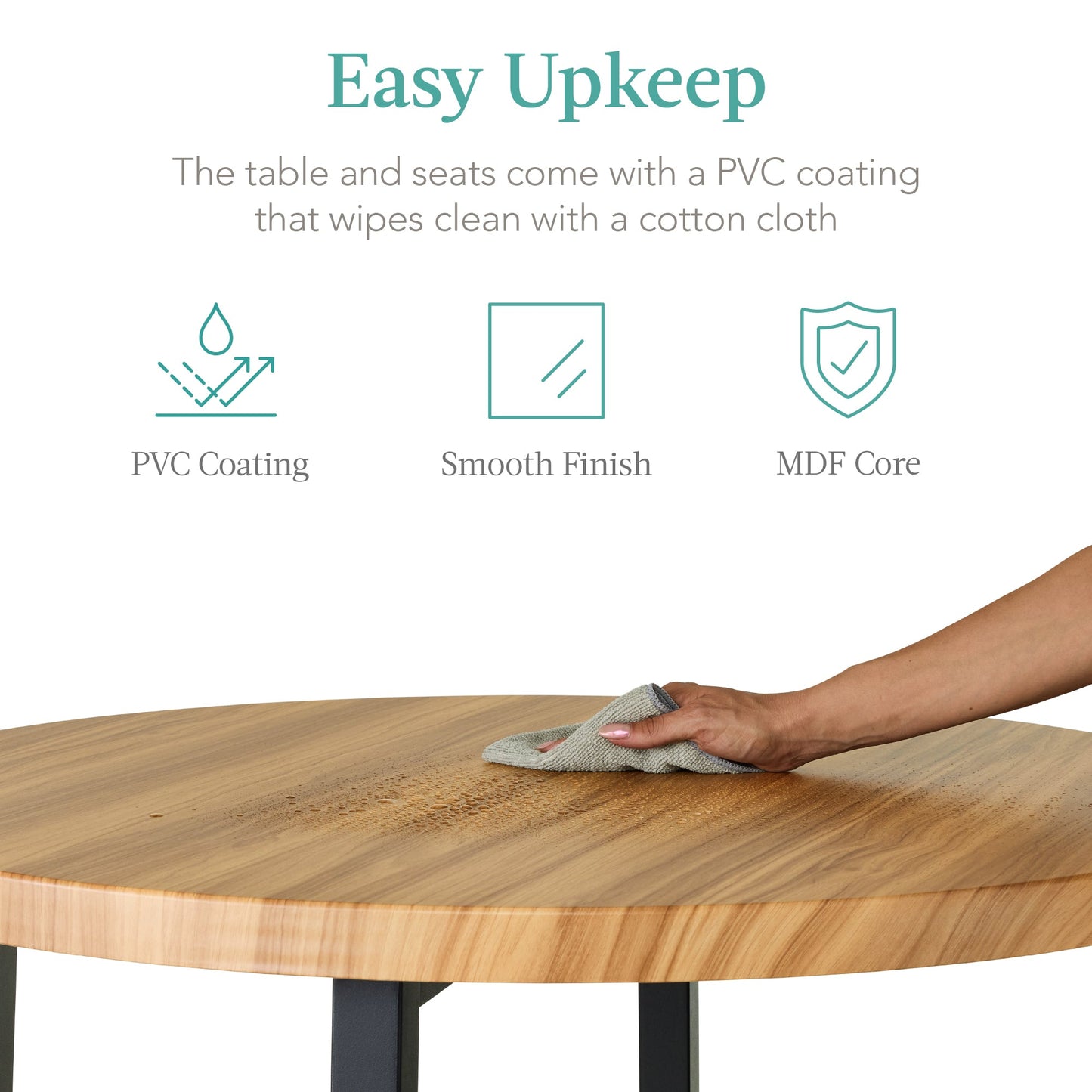 5-Piece Modern Round Counter Height Dining Set w/ 4 Chairs