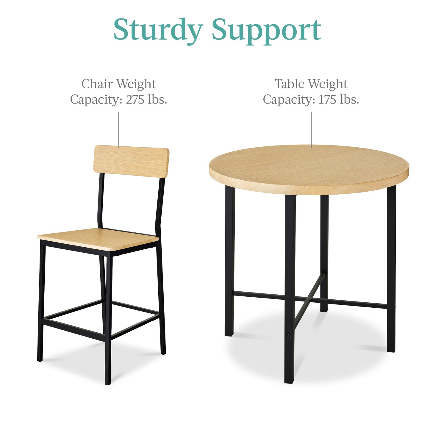 5-Piece Modern Round Counter Height Dining Set w/ 4 Chairs