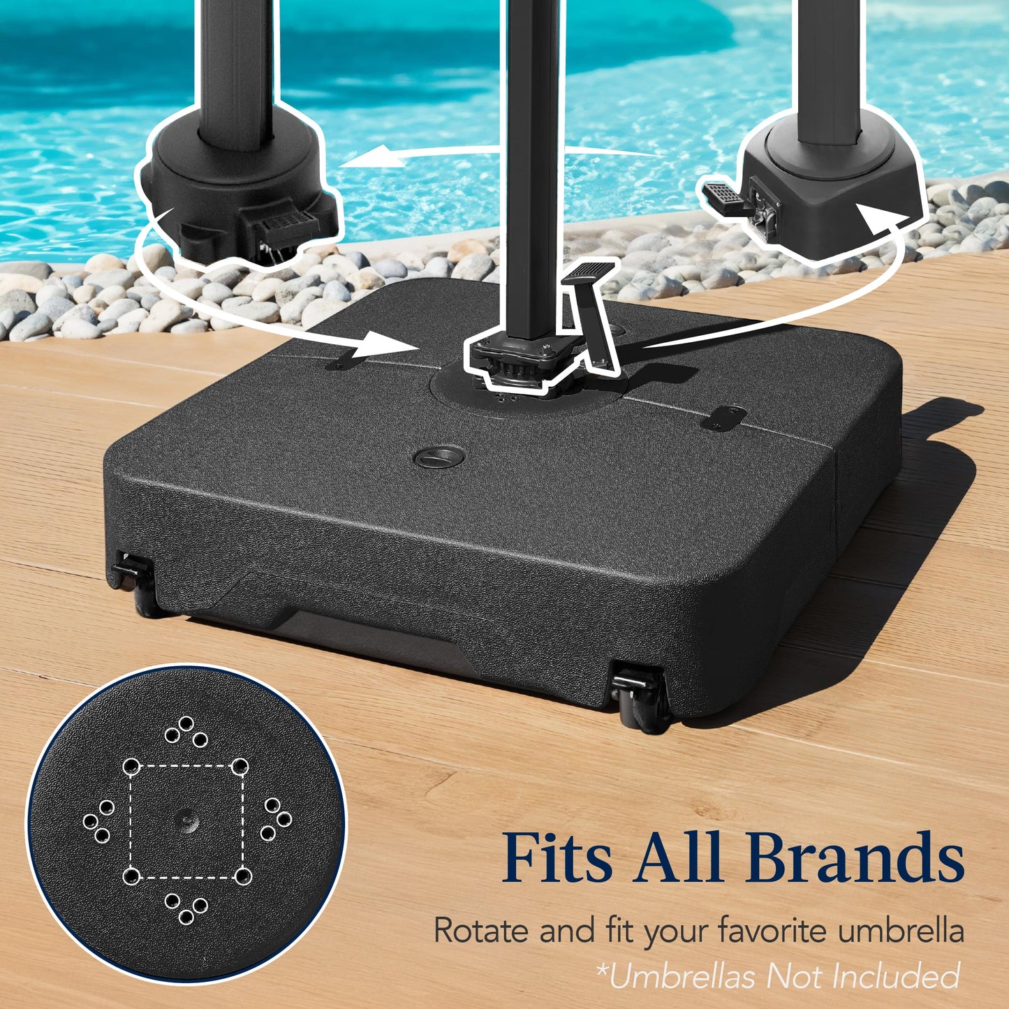 Outdoor Cantilever Base w/ Wheels, Locks, Fillable 330lb Capacity