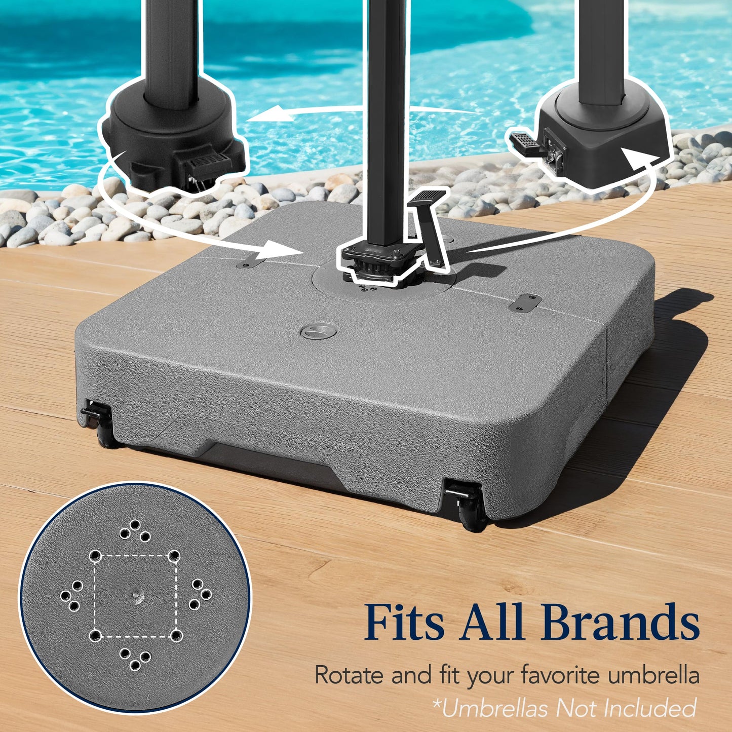 Outdoor Cantilever Base w/ Wheels, Locks, Fillable 330lb Capacity