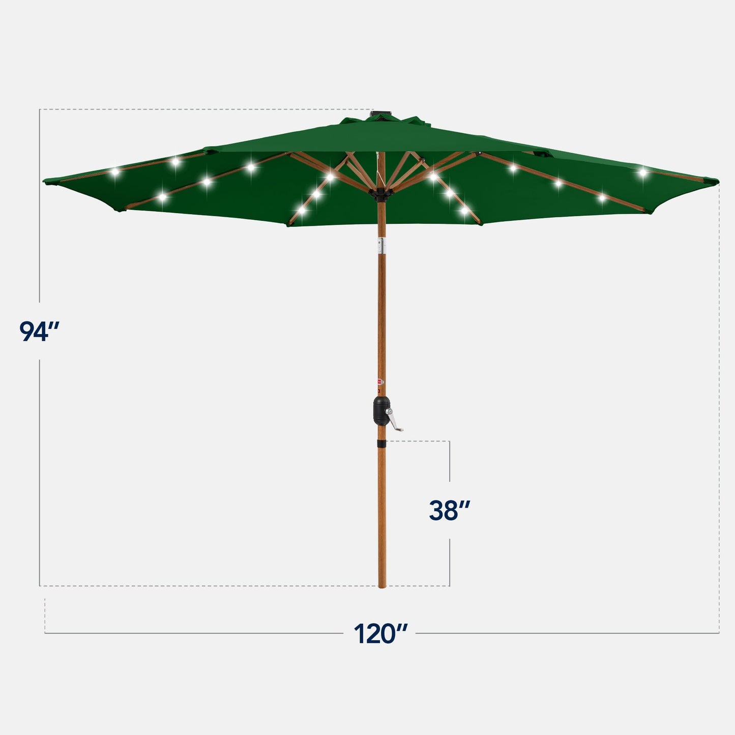 Woodgrain Pattern Solar LED Lighted Patio Umbrella w/ Adjustable Tilt - 10ft