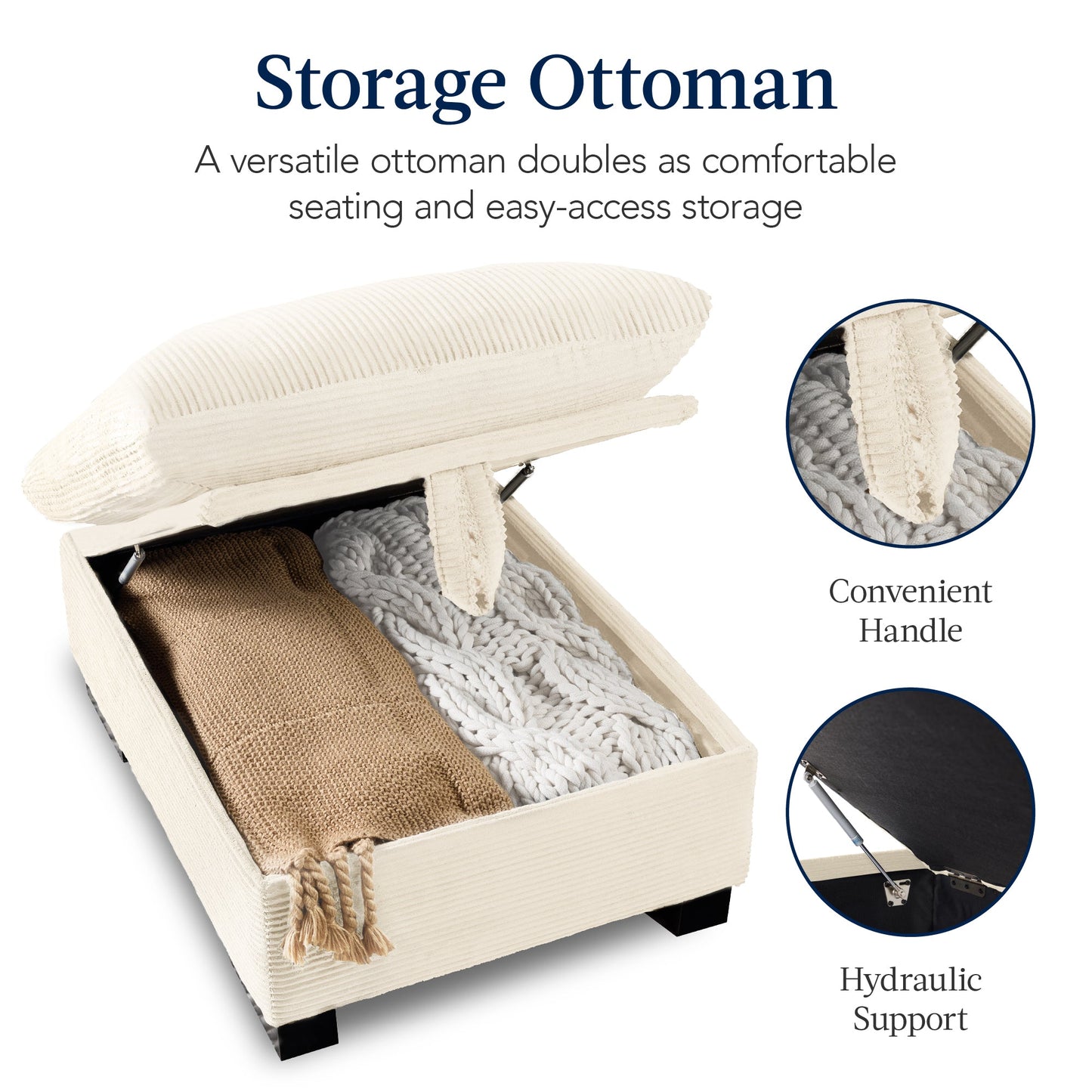 Modular Sectional Pillowtop Sofa w/ Ottoman & Storage  82in