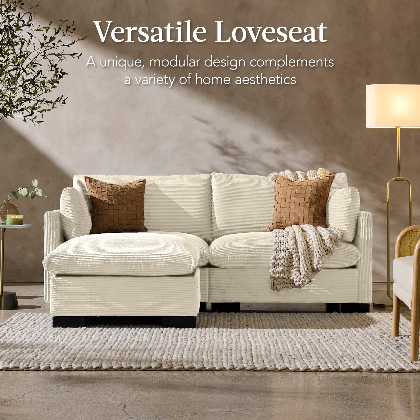 Modular Sectional Pillowtop Sofa w/ Ottoman & Storage  82in