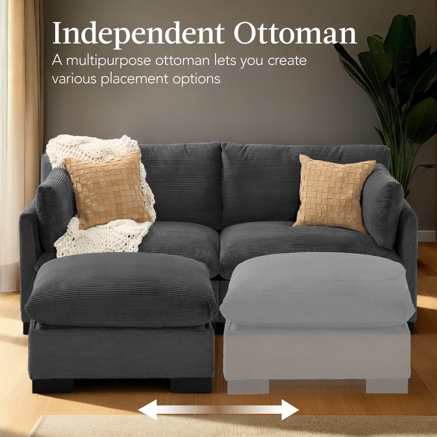 Modular Sectional Pillowtop Sofa w/ Ottoman & Storage  82in