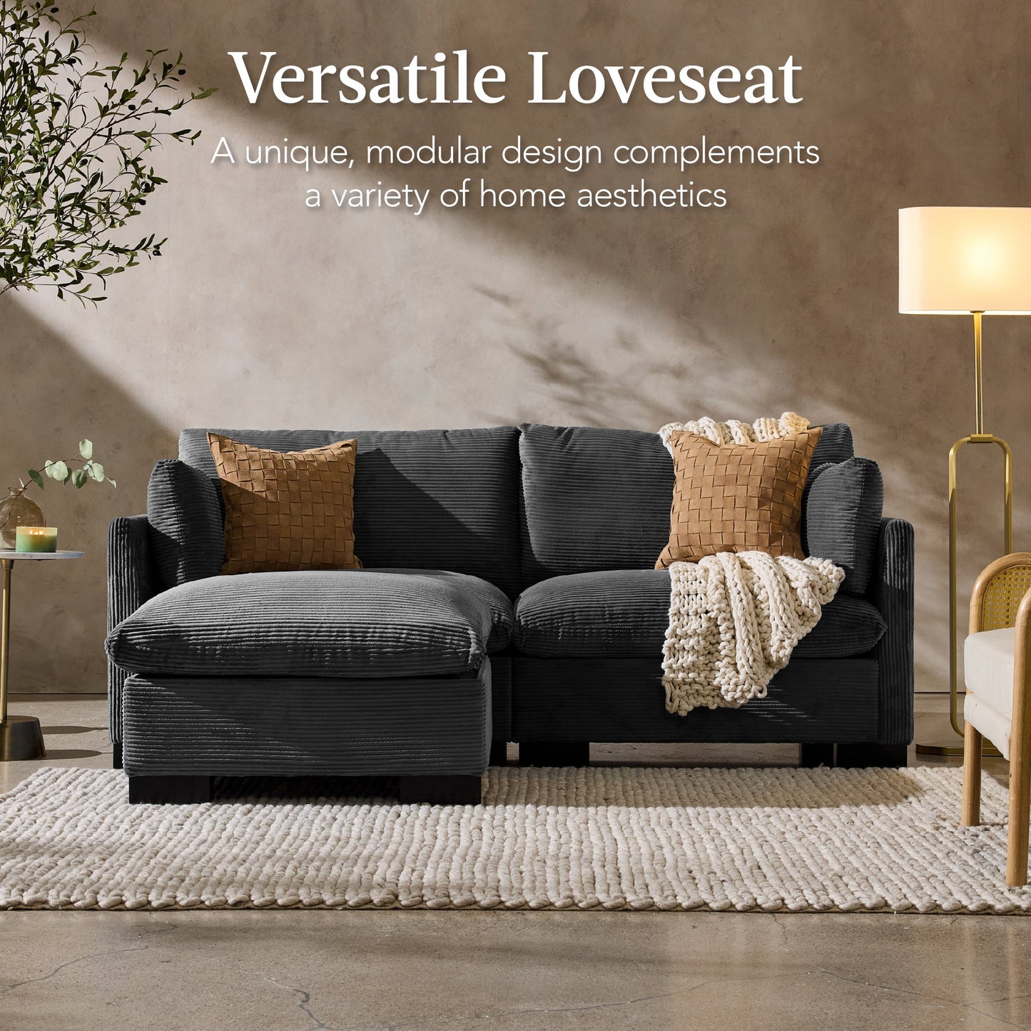 Modular Sectional Pillowtop Sofa w/ Ottoman & Storage  82in