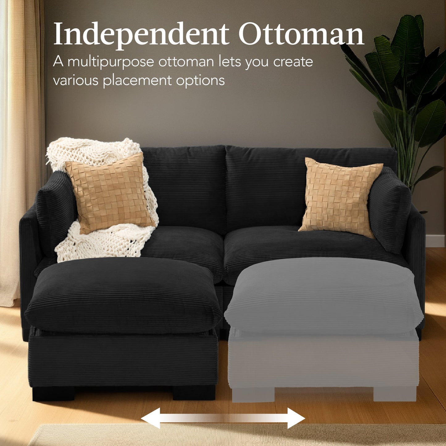 Modular Sectional Pillowtop Sofa w/ Ottoman & Storage  82in