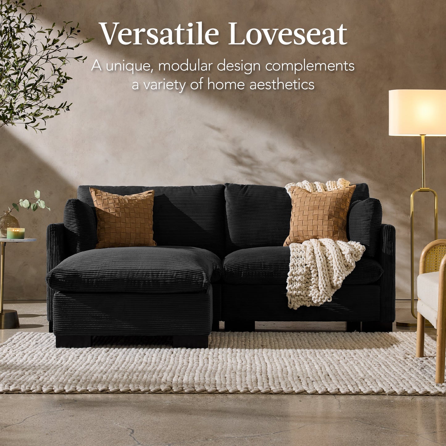 Modular Sectional Pillowtop Sofa w/ Ottoman & Storage  82in