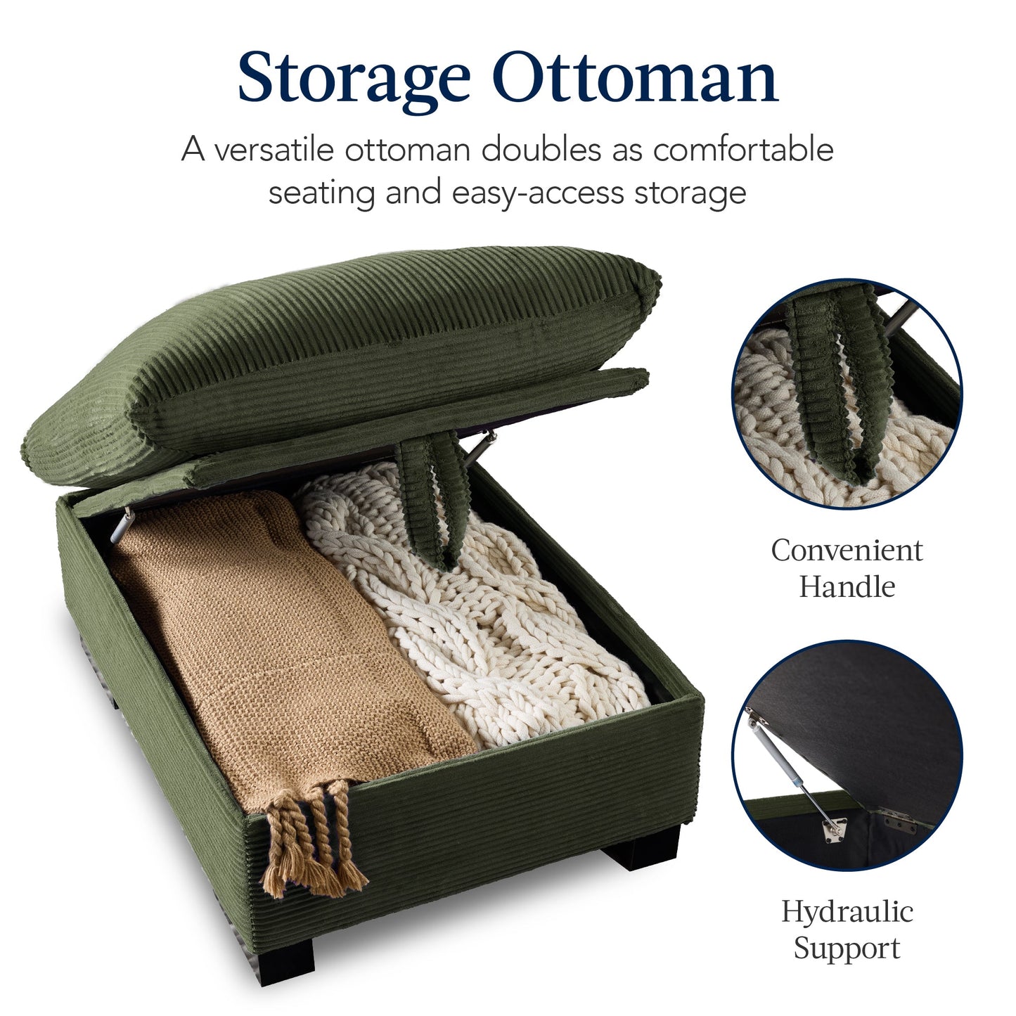 Modular Sectional Pillowtop Sofa w/ Ottoman & Storage  82in