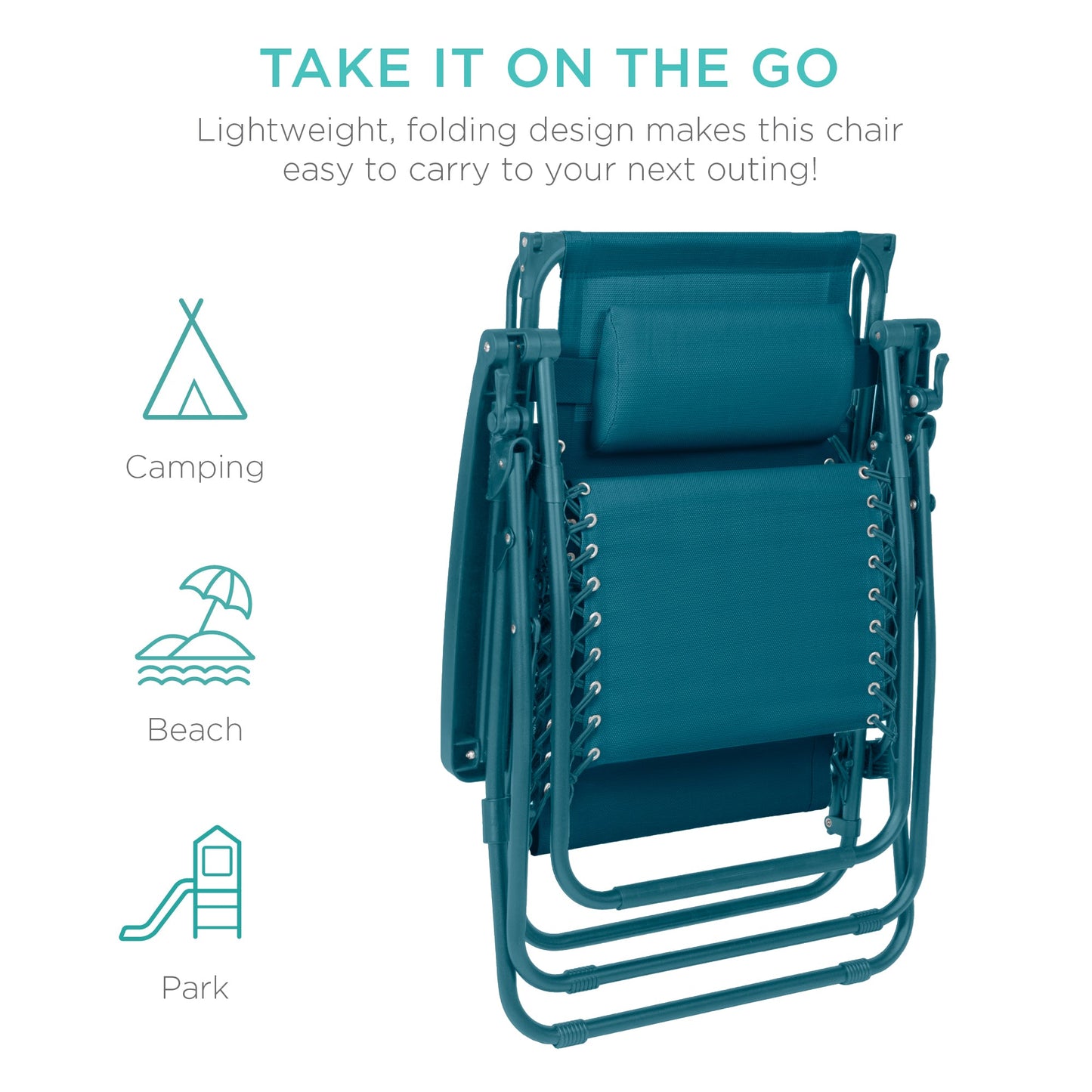 Folding Zero Gravity Recliner Patio Lounge Chair w/ Canopy, Side Tray