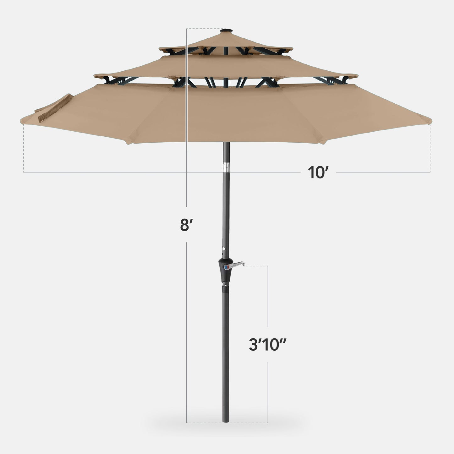 3-Tier Patio Umbrella w/ Tilt Adjustment, Crank - 10ft
