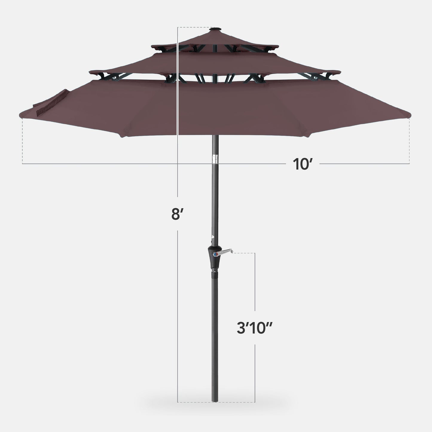3-Tier Patio Umbrella w/ Tilt Adjustment, Crank - 10ft