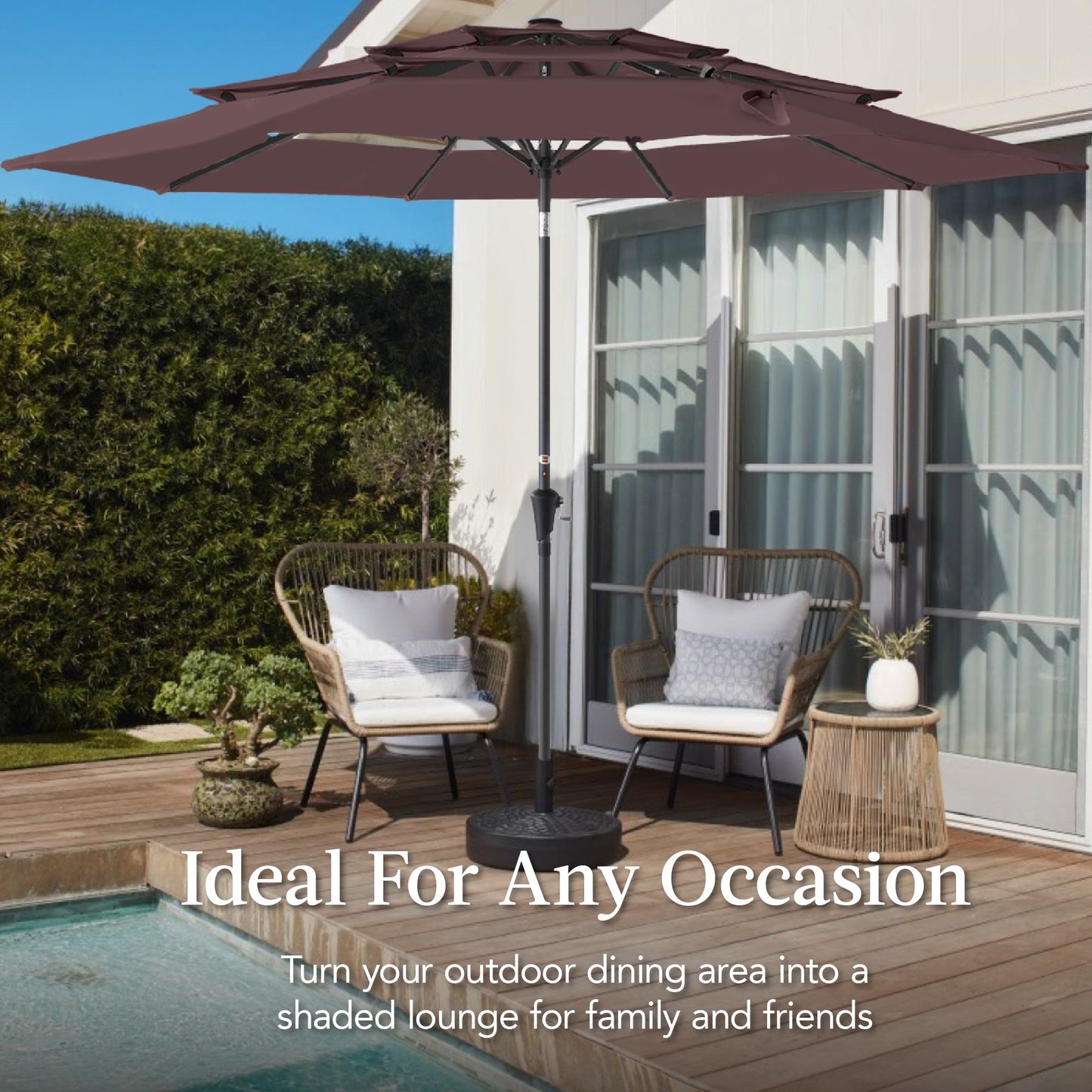 3-Tier Patio Umbrella w/ Tilt Adjustment, Crank - 10ft