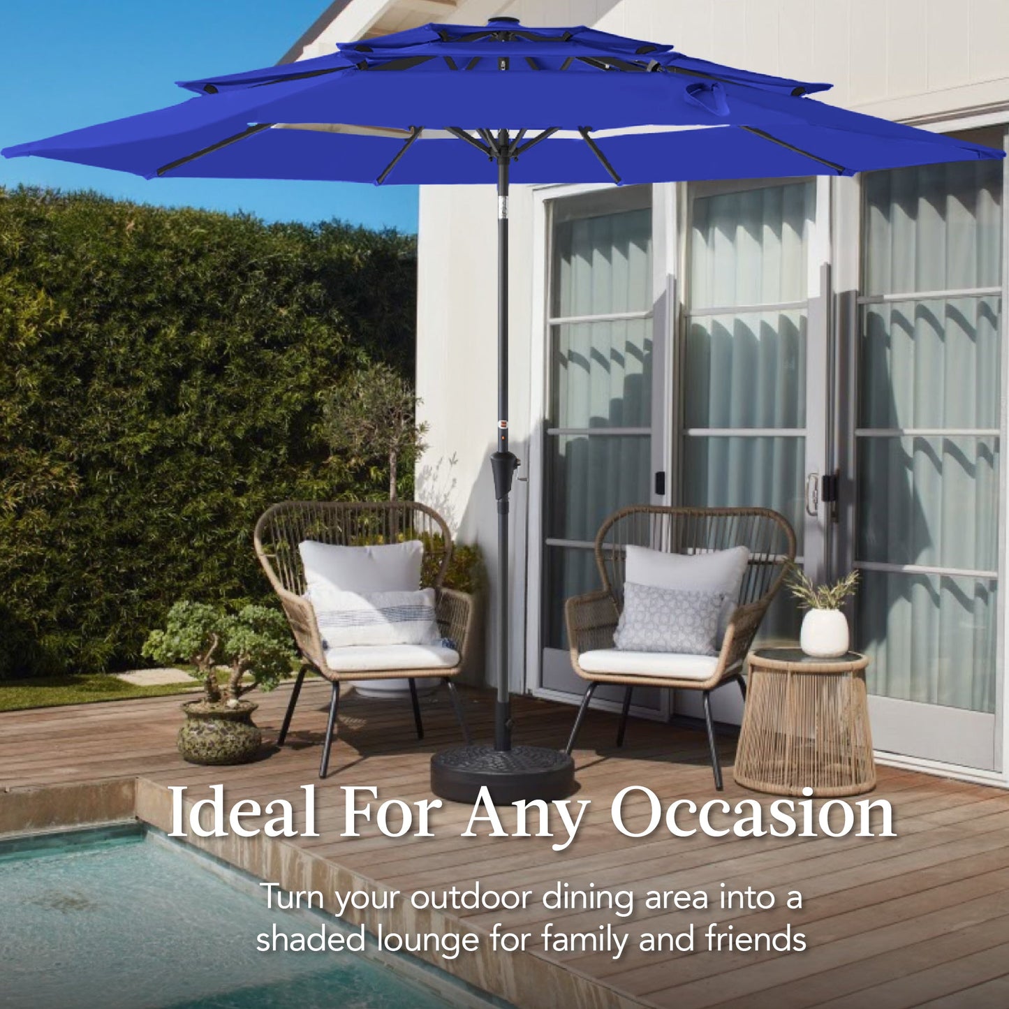 3-Tier Patio Umbrella w/ Tilt Adjustment, Crank - 10ft