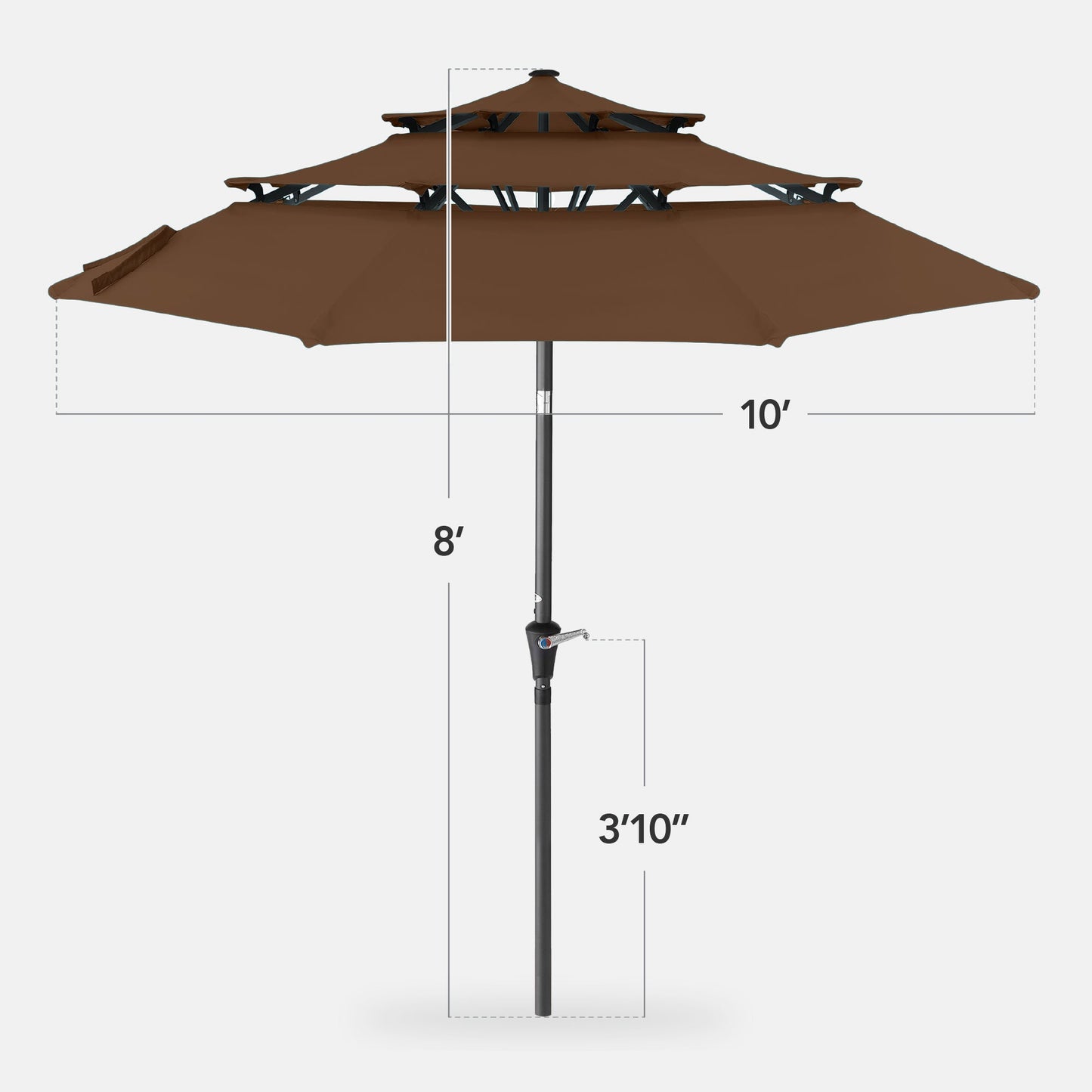 3-Tier Patio Umbrella w/ Tilt Adjustment, Crank - 10ft