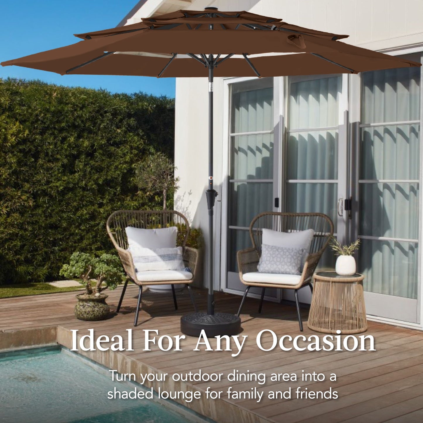 3-Tier Patio Umbrella w/ Tilt Adjustment, Crank - 10ft