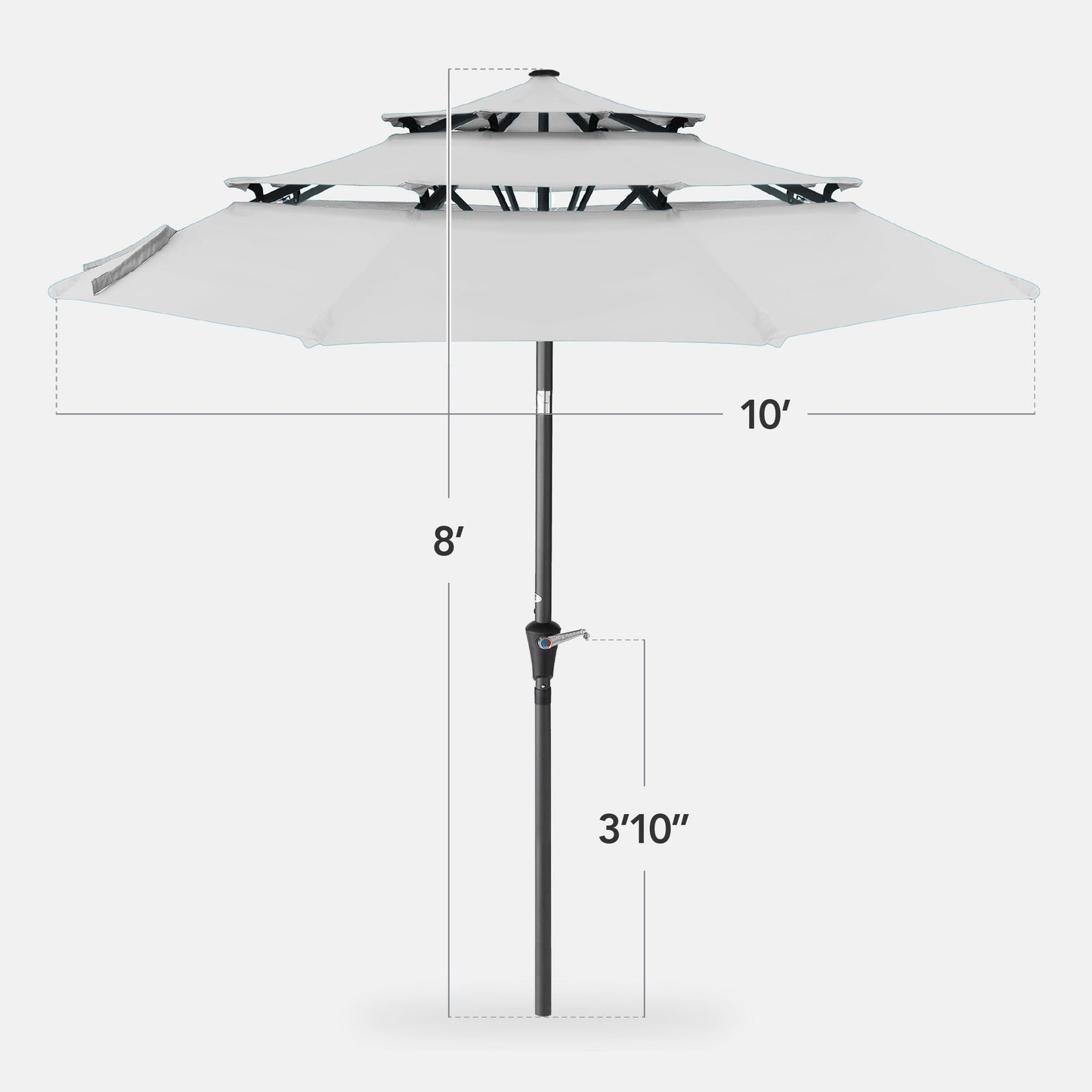 3-Tier Patio Umbrella w/ Tilt Adjustment, Crank - 10ft