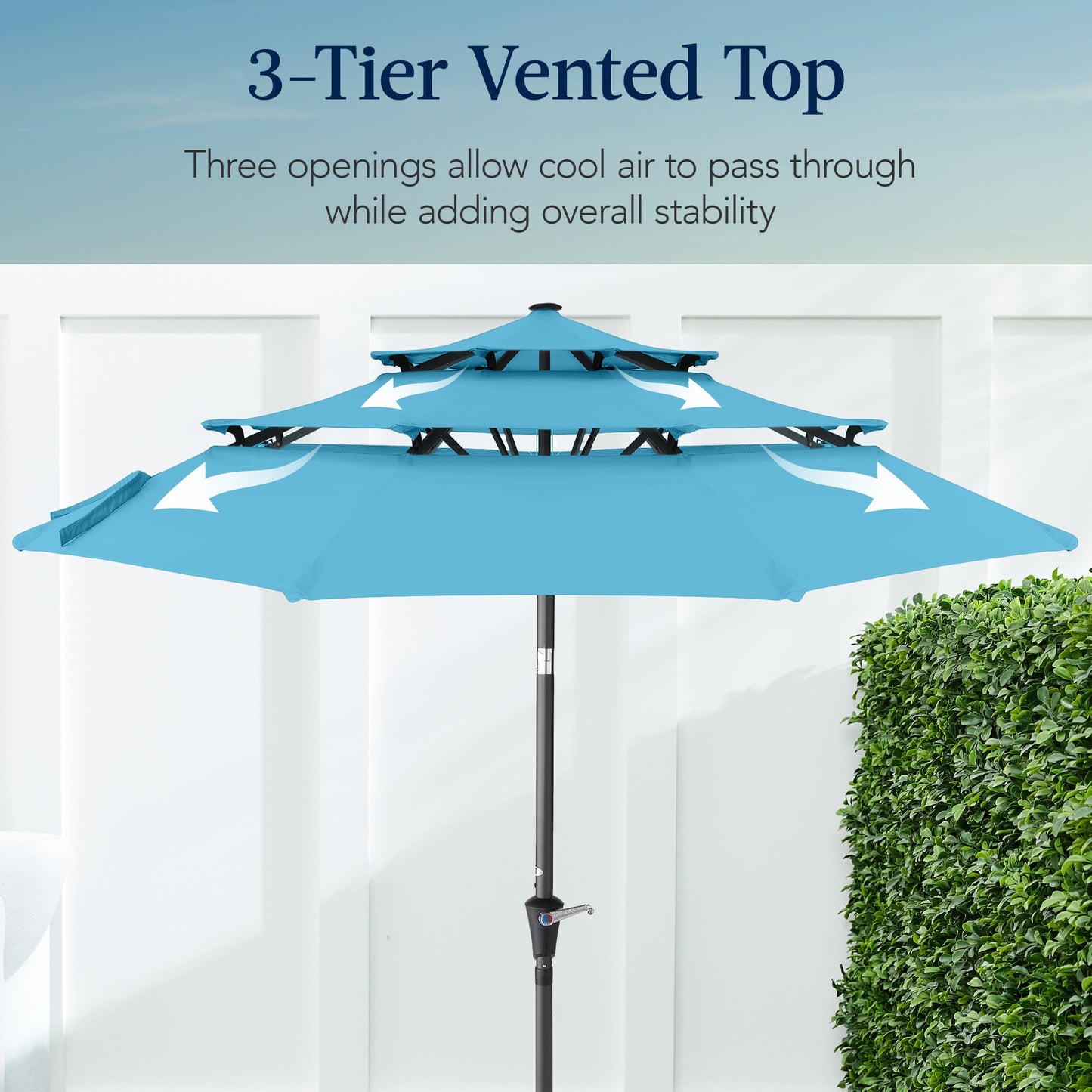 3-Tier Patio Umbrella w/ Tilt Adjustment, Crank - 10ft