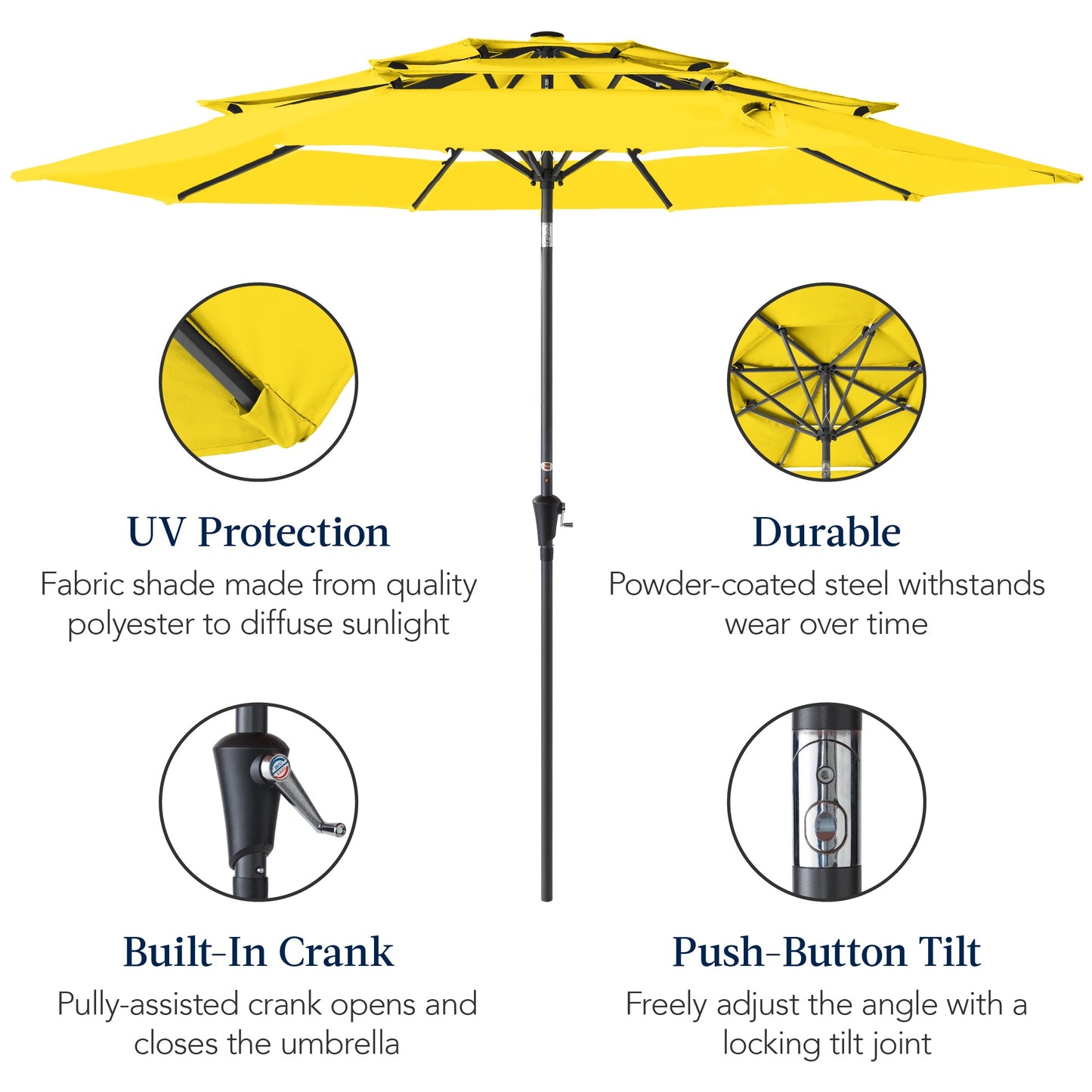 3-Tier Patio Umbrella w/ Tilt Adjustment, Crank - 10ft