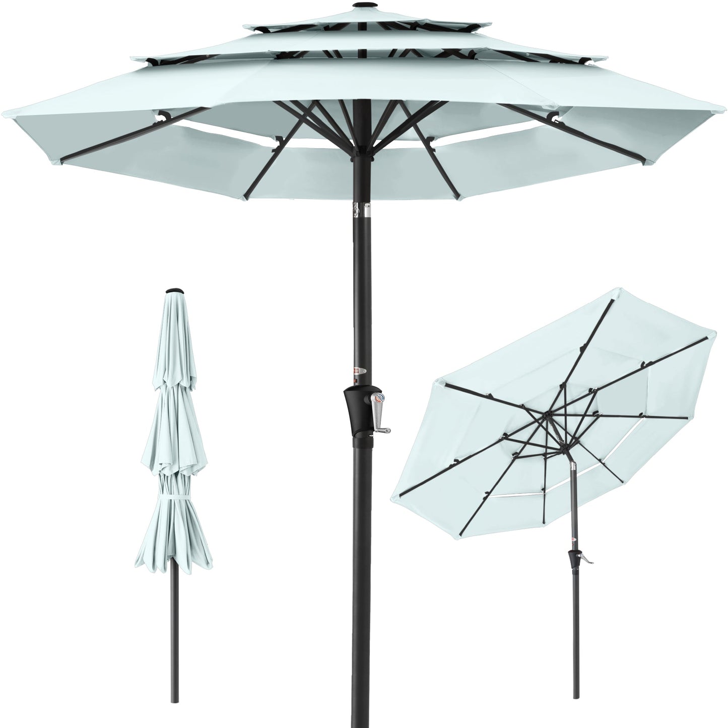 3-Tier Patio Umbrella w/ Tilt Adjustment, Crank - 10ft